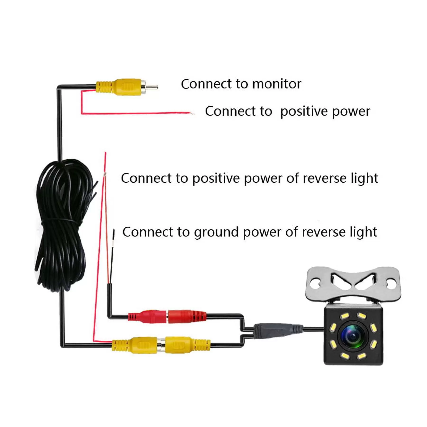 12V 8 LED Night View Waterproof 170?? Car Backup Reverse Parking Camera??TV Cable