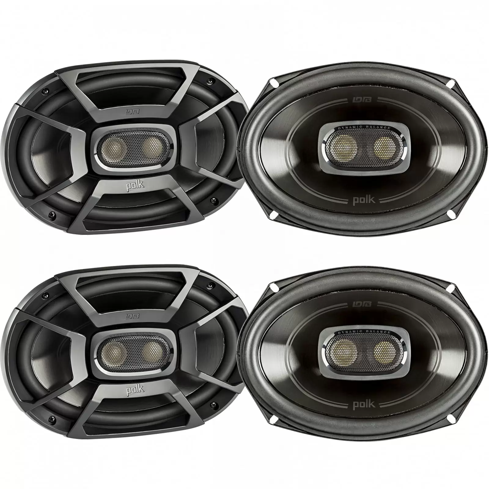 2 Pairs (QTY 4) of Polk DB692 6x9 450W 3-Way Car Boat Coaxial Stereo Audio Marine Speakers