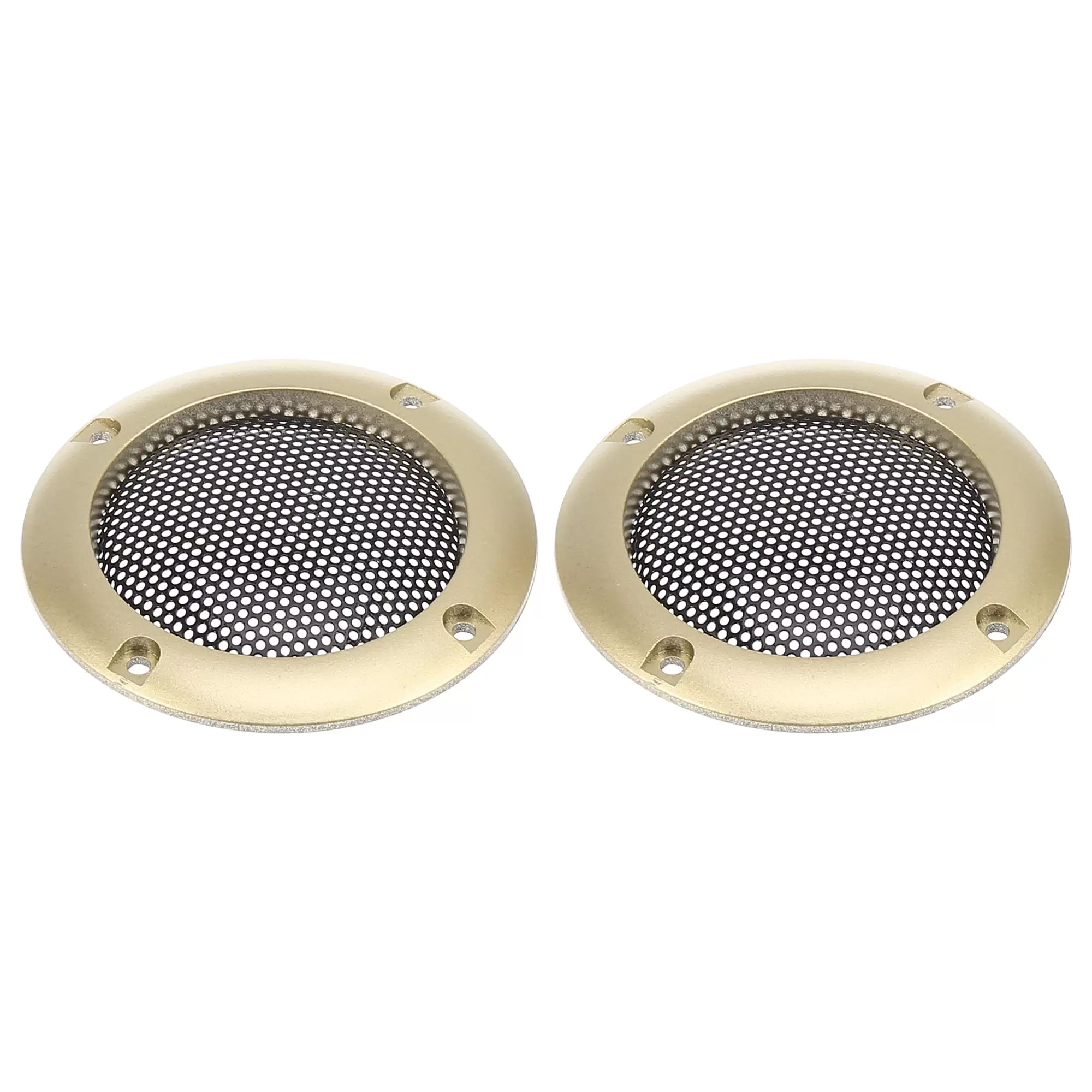 2.5pcs 2.5 Vehicle Audio Speaker Cover Mesh Subwoofer Horn Guard Glossy Decorative Circle Grille Protector Gold Tone