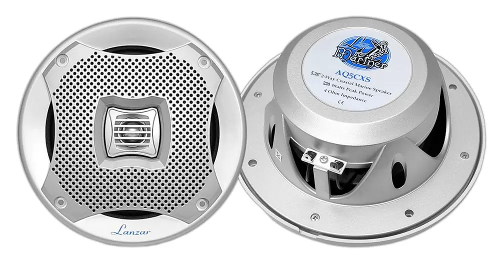 2) NEW LANZAR AQ5CXS 5.25 400W 2-Way Marine/Boat Audio Stereo Speakers Silver