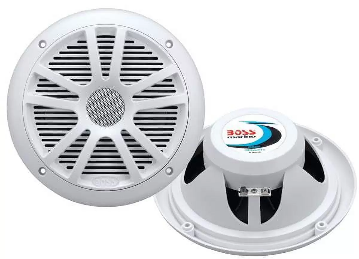 2) New Boss Audio MR6W 6.5 180W Dual Cone Marine/Boat Speakers Stereo- White