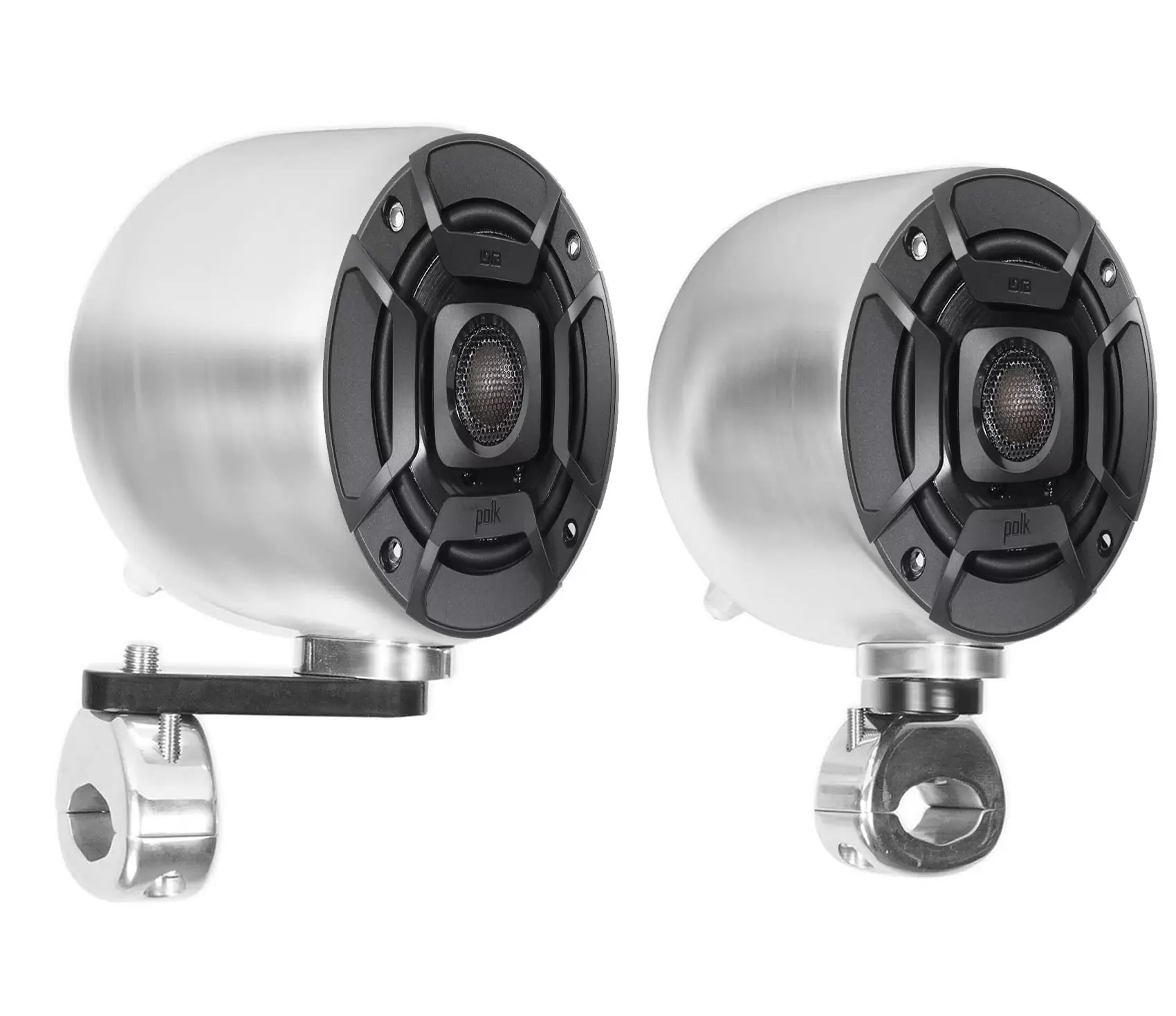 (2) Polk Audio DB402 4 Chrome 270w Marine Tower Handlebar Speakers