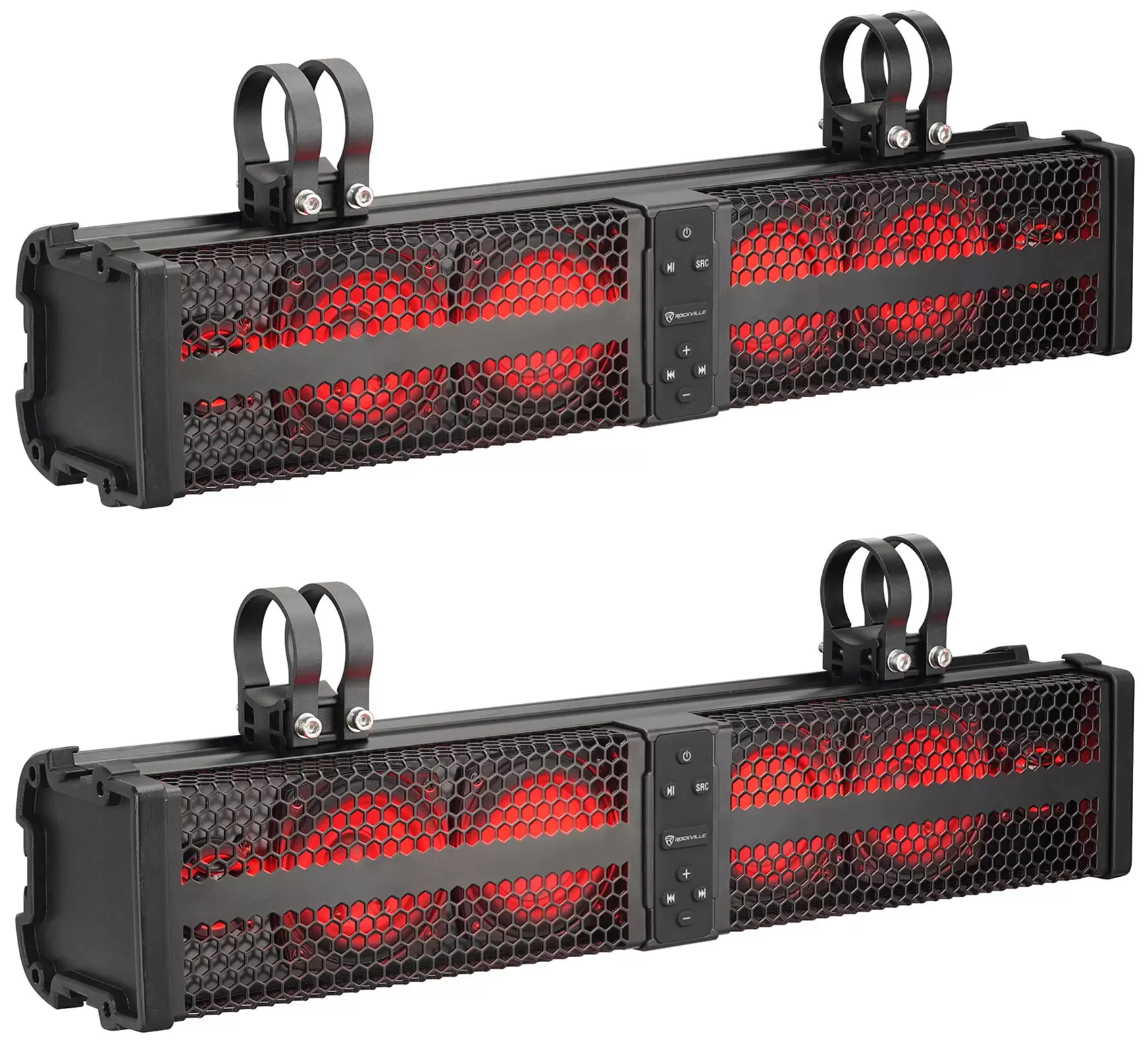 2 Rockville XBAR-24 24ATV/UTV Soundbar Bluetooth Speaker Systems w/LED+Wire Kit