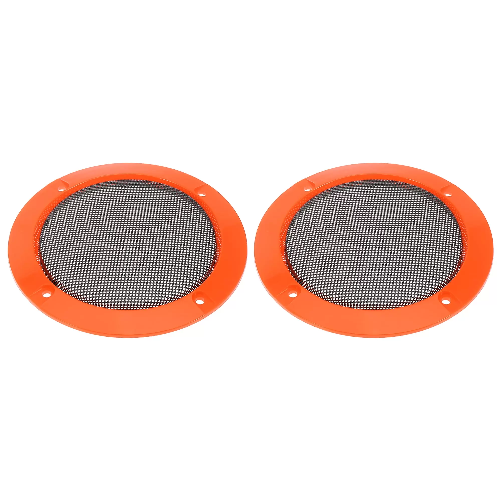 2pcs 5 Vehicle Audio Speaker Cover Mesh Subwoofer Horn Guard Decorative Circle Grille Protector Orange