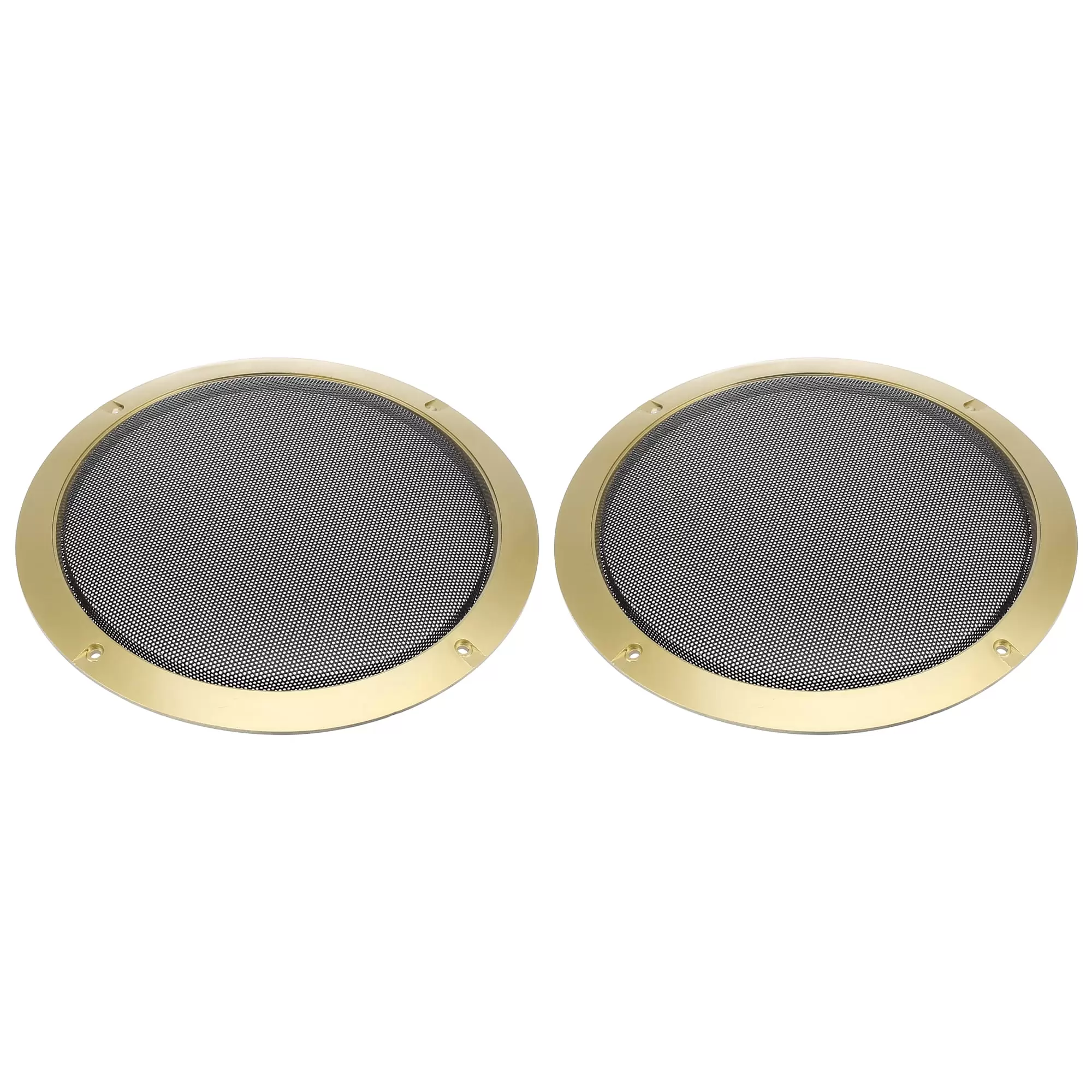 2pcs 9 Vehicle Audio Speaker Cover Mesh Subwoofer Horn Guard Decorative Circle Grille Protector Gold Tone