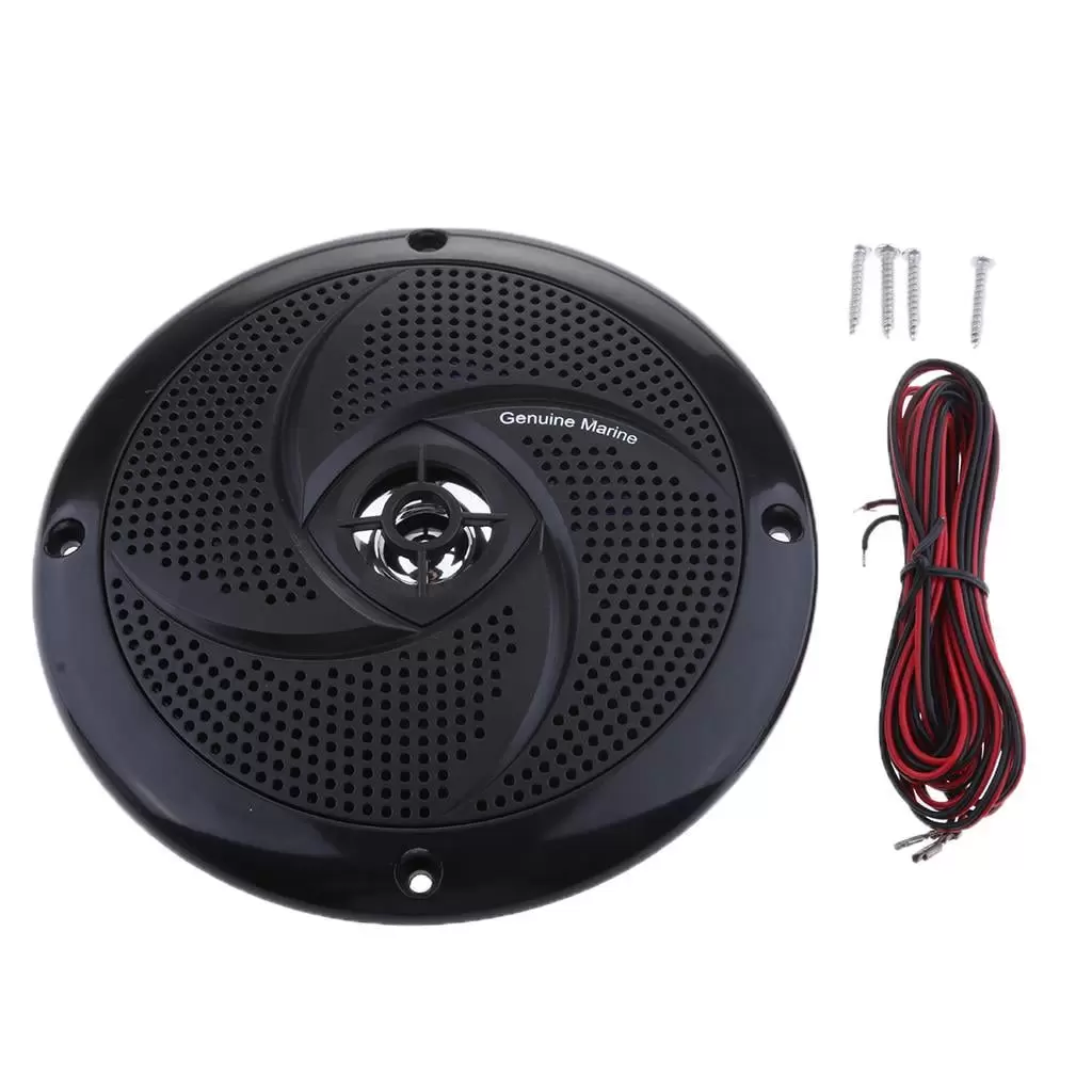 6.5 Inch Marine Speakers - Waterproof and Weather Resistant Stereo Sound System with 60 Watt Power and Design (Black)