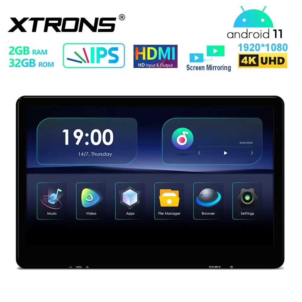 XTRONS 14 FHD Touch Screen Android 11 Car Headrest Monitor Player WiFi HDMI Car TV Player MP5 2+32GB 1920*1080p USB Tether Dual Band WiFi