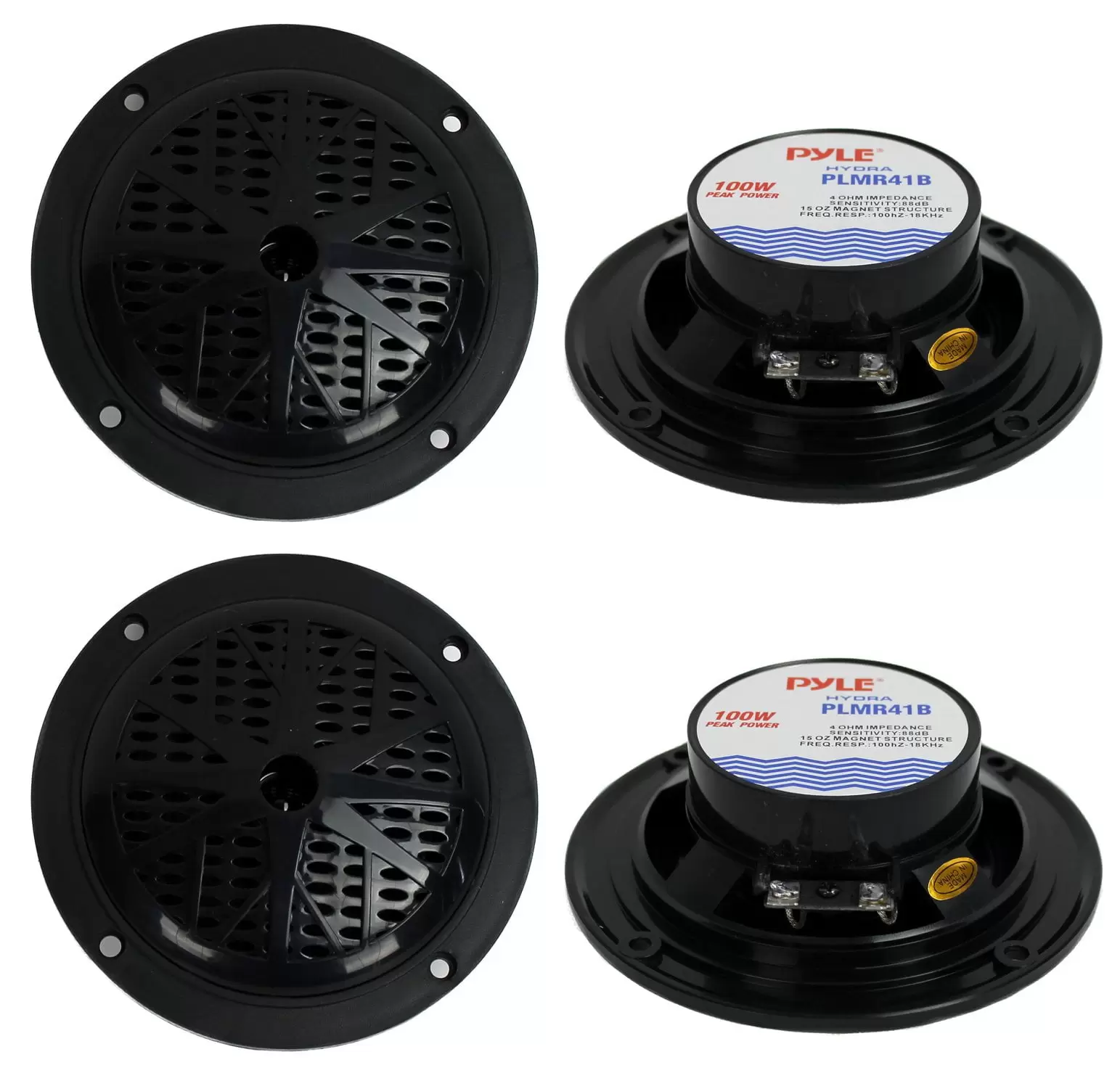 4) PYLE PLMR41B 4 200W Dual Cone Waterproof Marine Boat Stereo Speakers 2 PAIRS