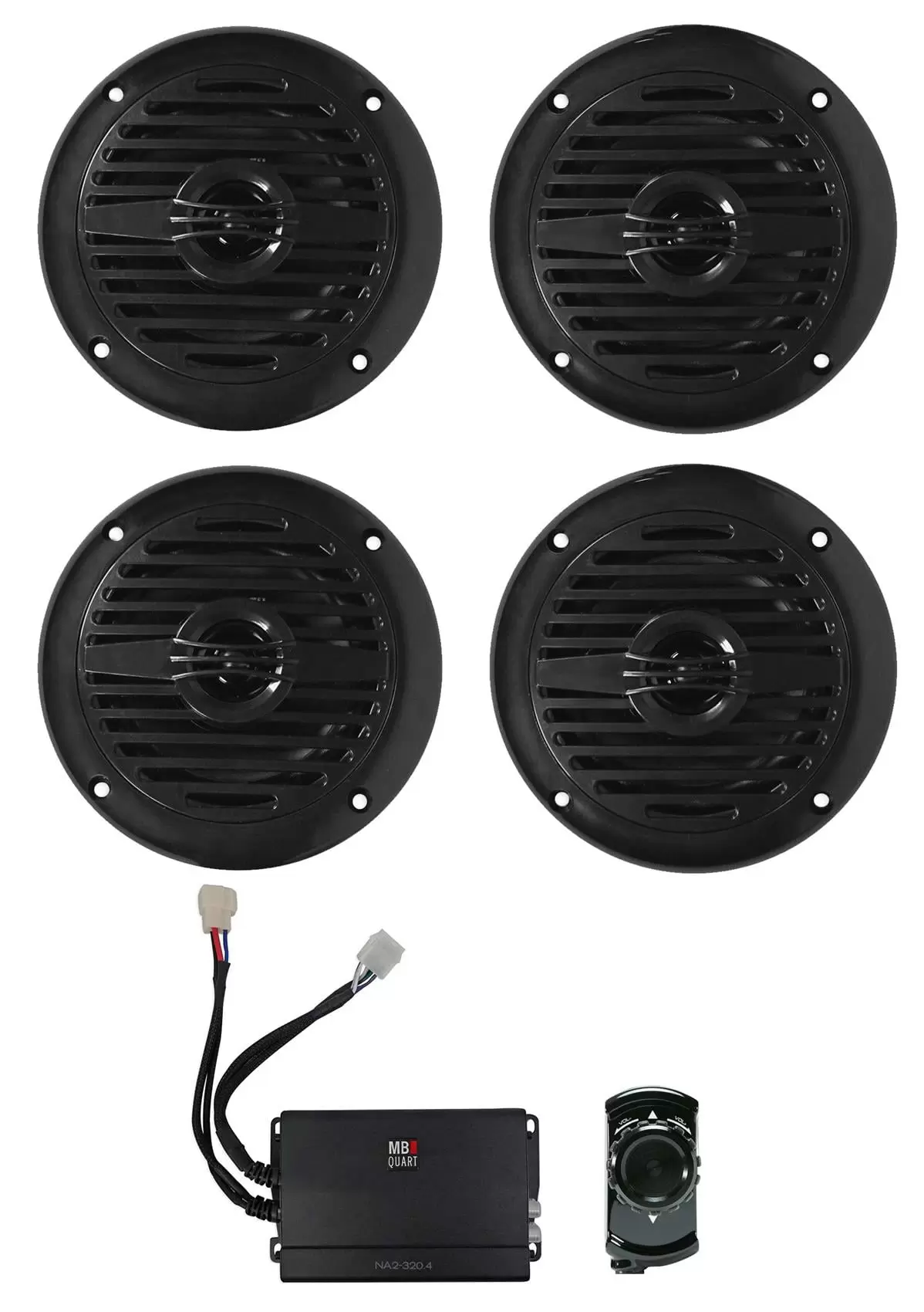 4) Rockville MS40B 4 200w Speakers+MB-Quart Amp+Bluetooth CTRL For ATV/UTV/Cart