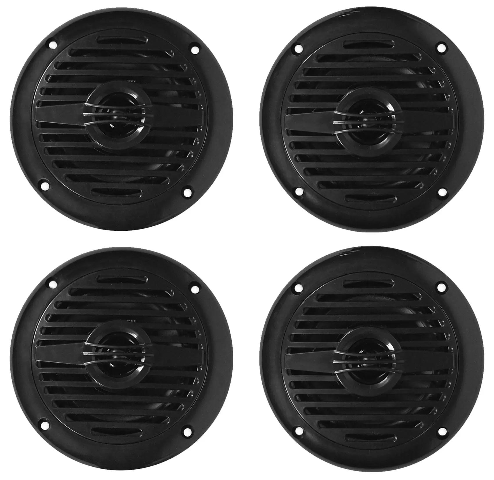 (4) Rockville MS40B Black 4 200 Watt Marine Boat Speakers Compact and Powerful