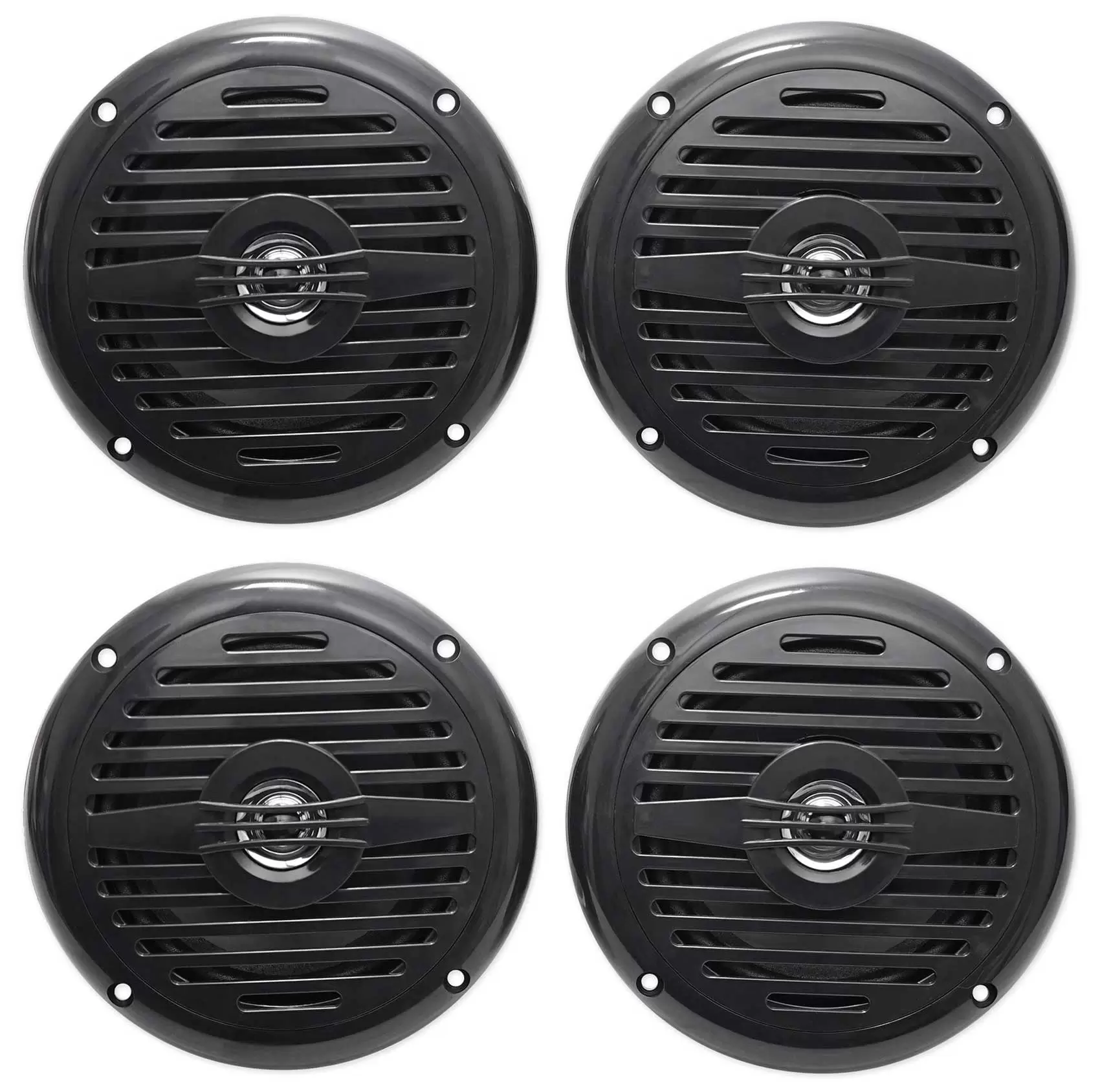 (4) Rockville MS525B 5.25 200 Watt Waterproof Marine Boat Speakers 2-Way Black