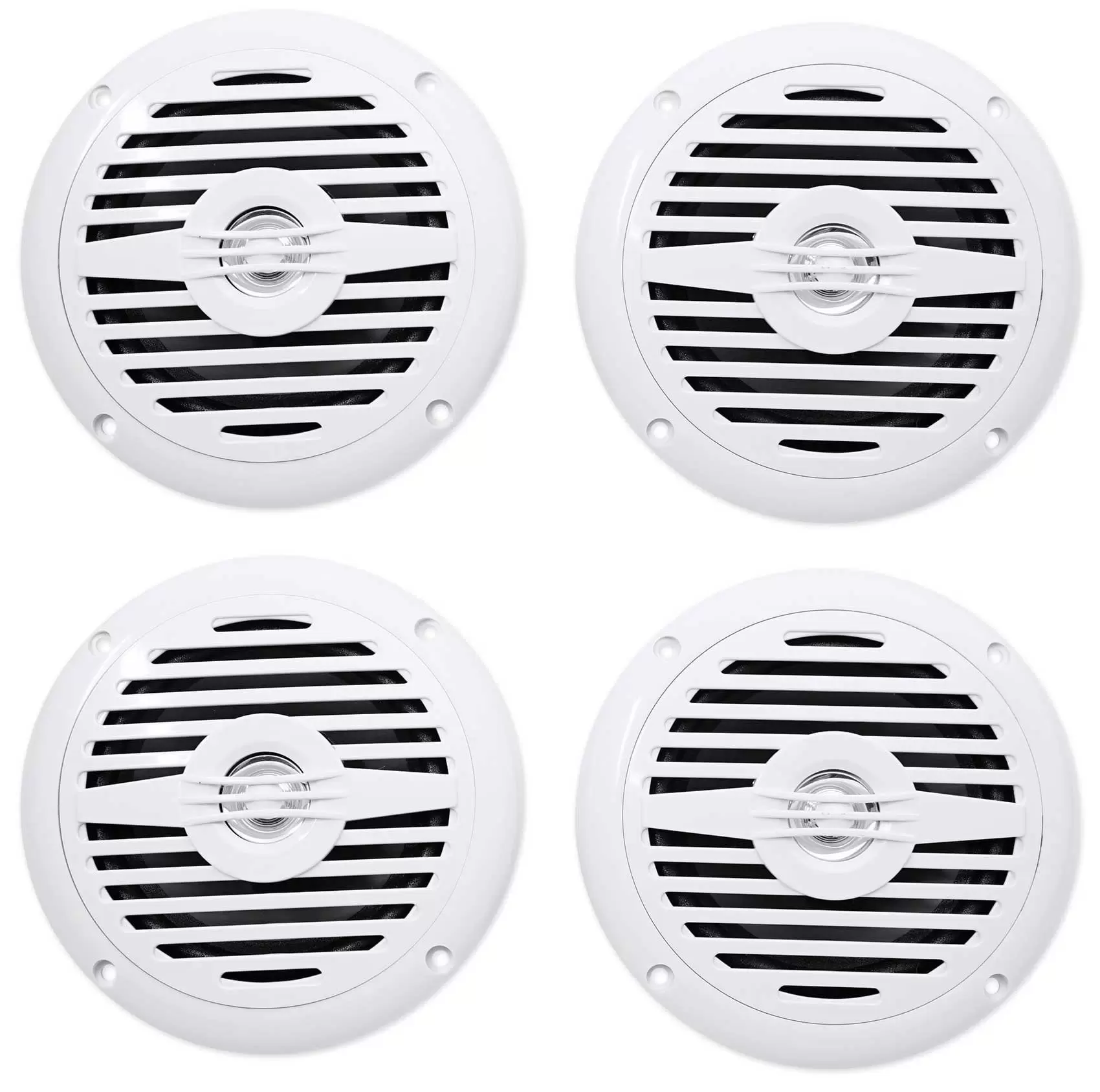 (4) Rockville MS525W 5.25 200 Watt Waterproof Marine Boat Speakers 2-Way White