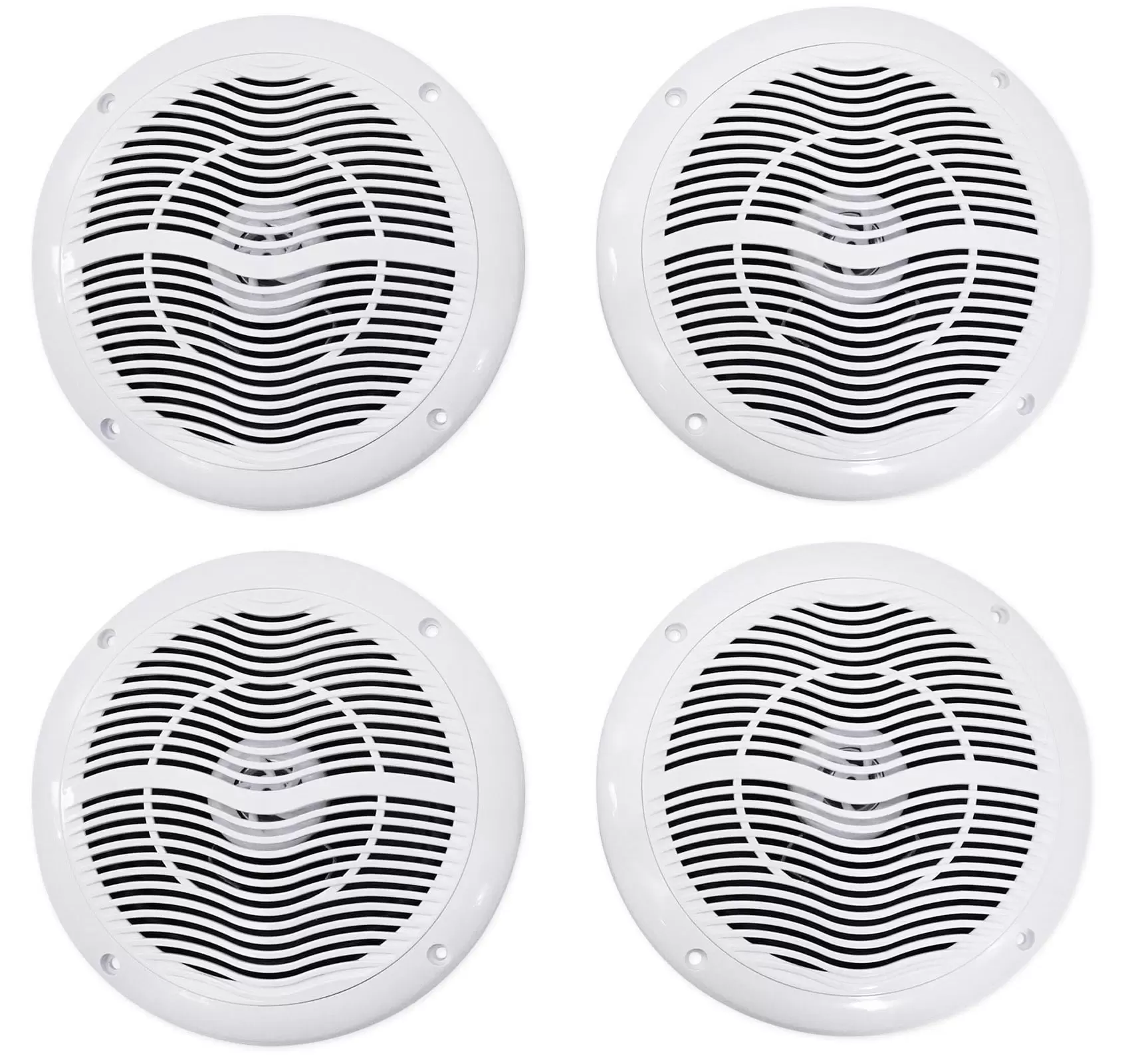 (4) Rockville RMC65W 6.5 1200 Watt Waterproof Marine Boat Speakers 2-Way White