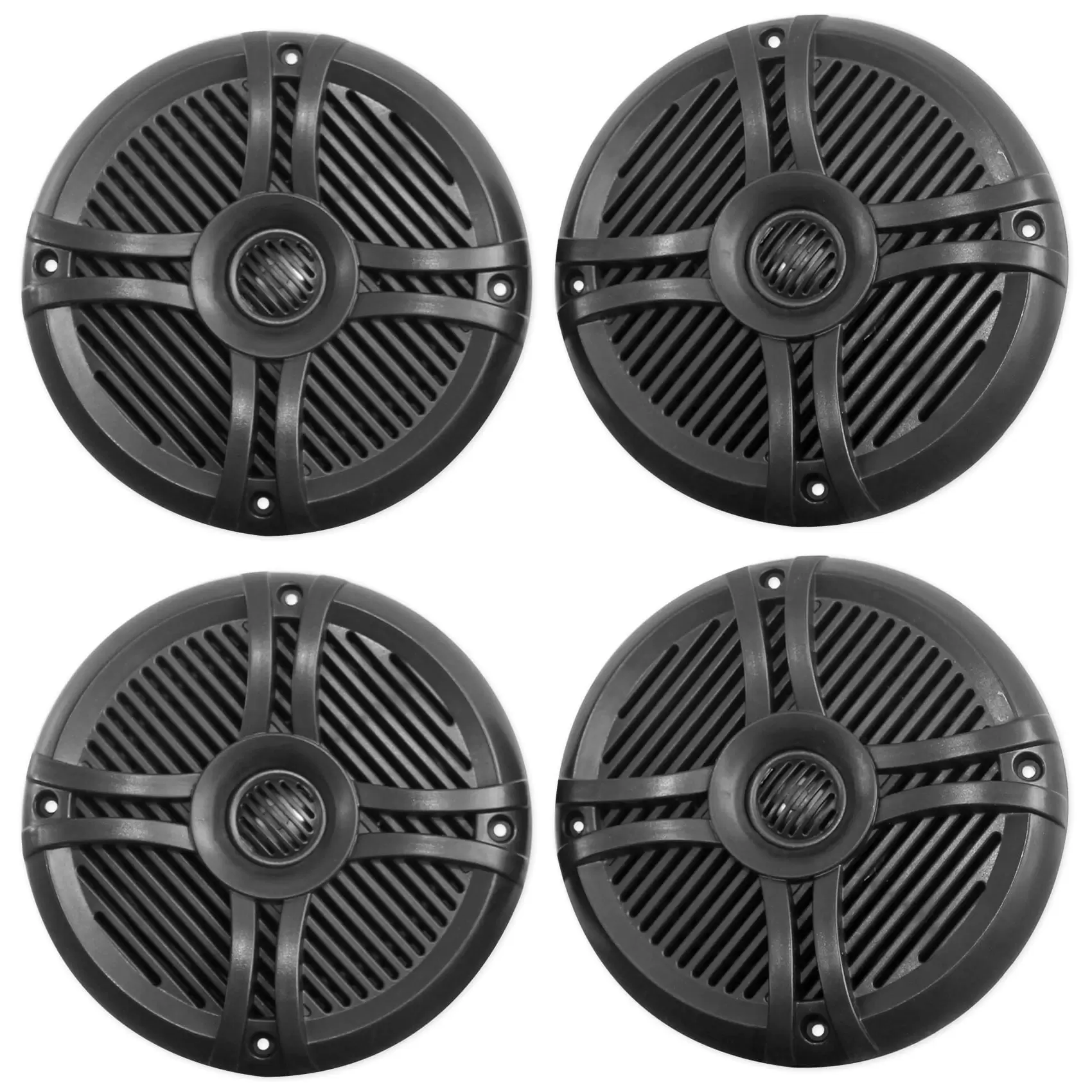 (4) Rockville RMSTS65B 6.5 1600w Waterproof Marine Boat Speakers 2-Way Black