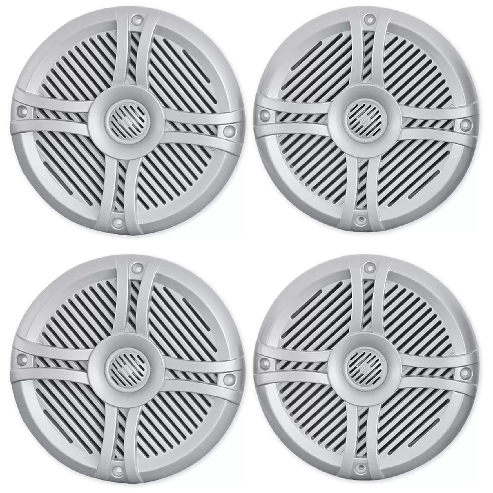 (4) Rockville RMSTS65S 6.5 1600w Waterproof Marine Boat Speakers 2-Way Silver