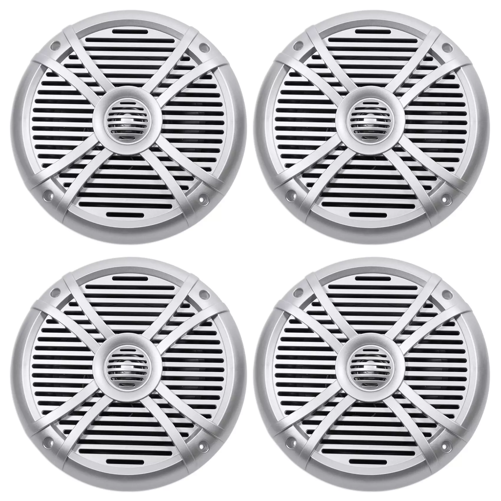 (4) Rockville RMSTS80S 8 2000 Watt Waterproof Marine Boat Speakers 2-Way Silver