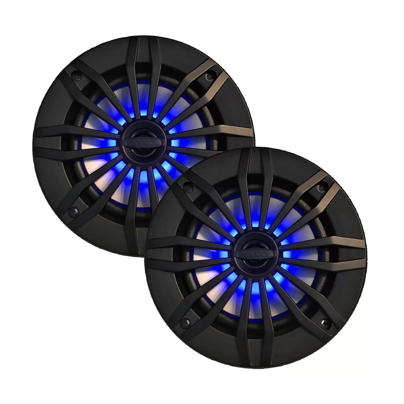 EnrockMarine 6.5-Inch Black 2 Way. 200 Watt. Marine. Loudspeaker Featuring Bled LED Light Flashing with Music. Set of 2