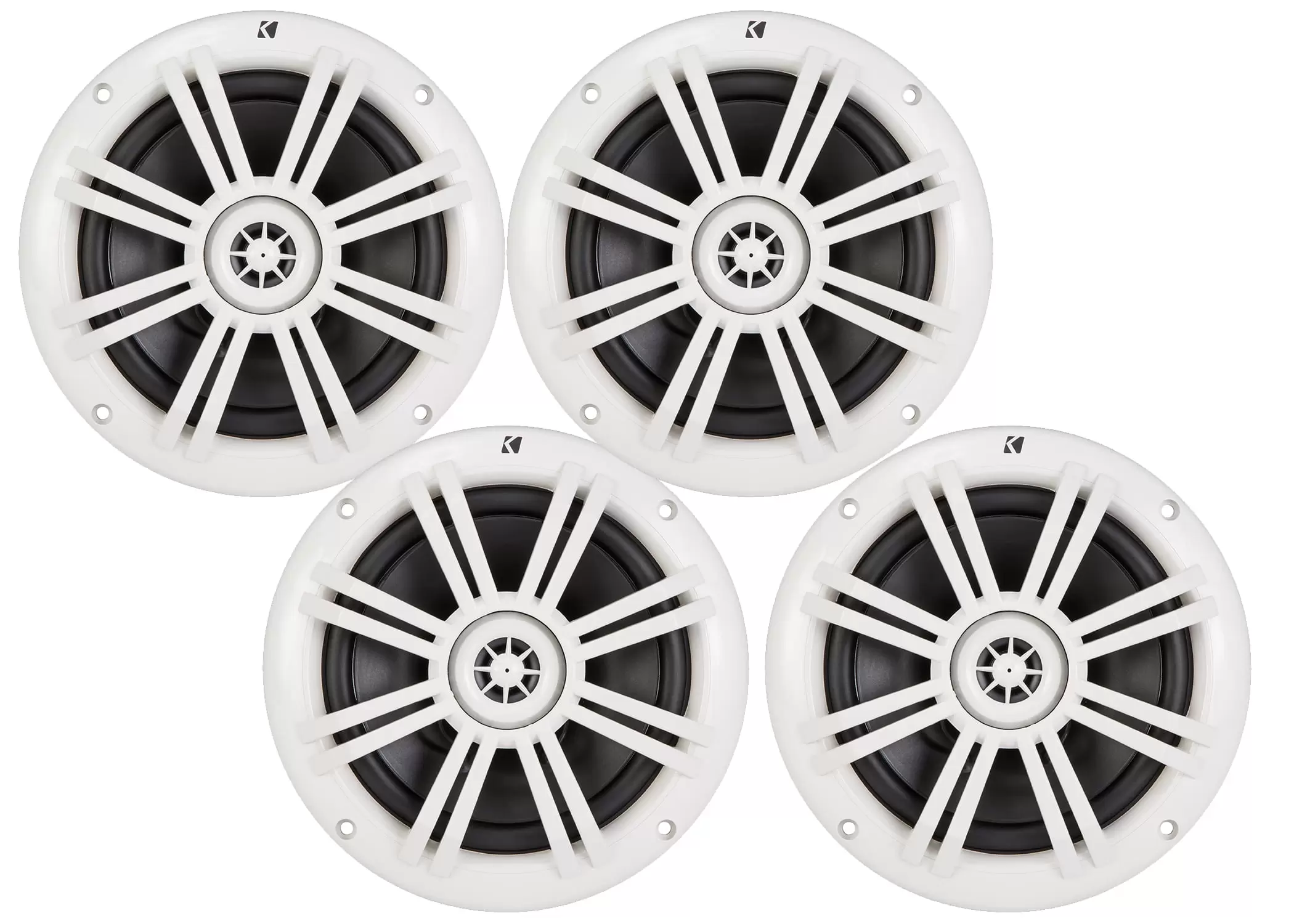 Kicker White OEM Replacement Marine 6.5 4?? Coaxial speaker Bundle - 4 Speakers