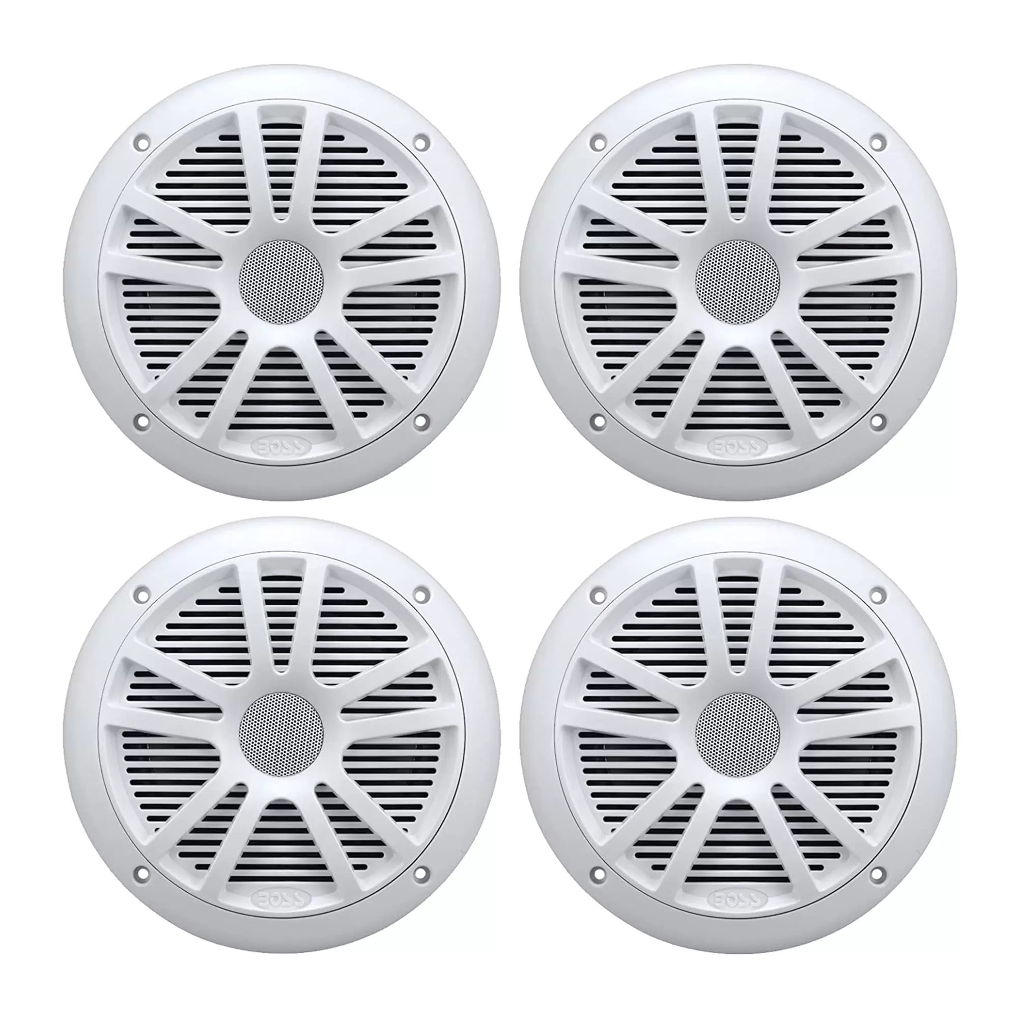 BOSS Audio MR6W 6.5 360W Dual Cone Marine/Boat Speakers Stereo. White (4 Pack)