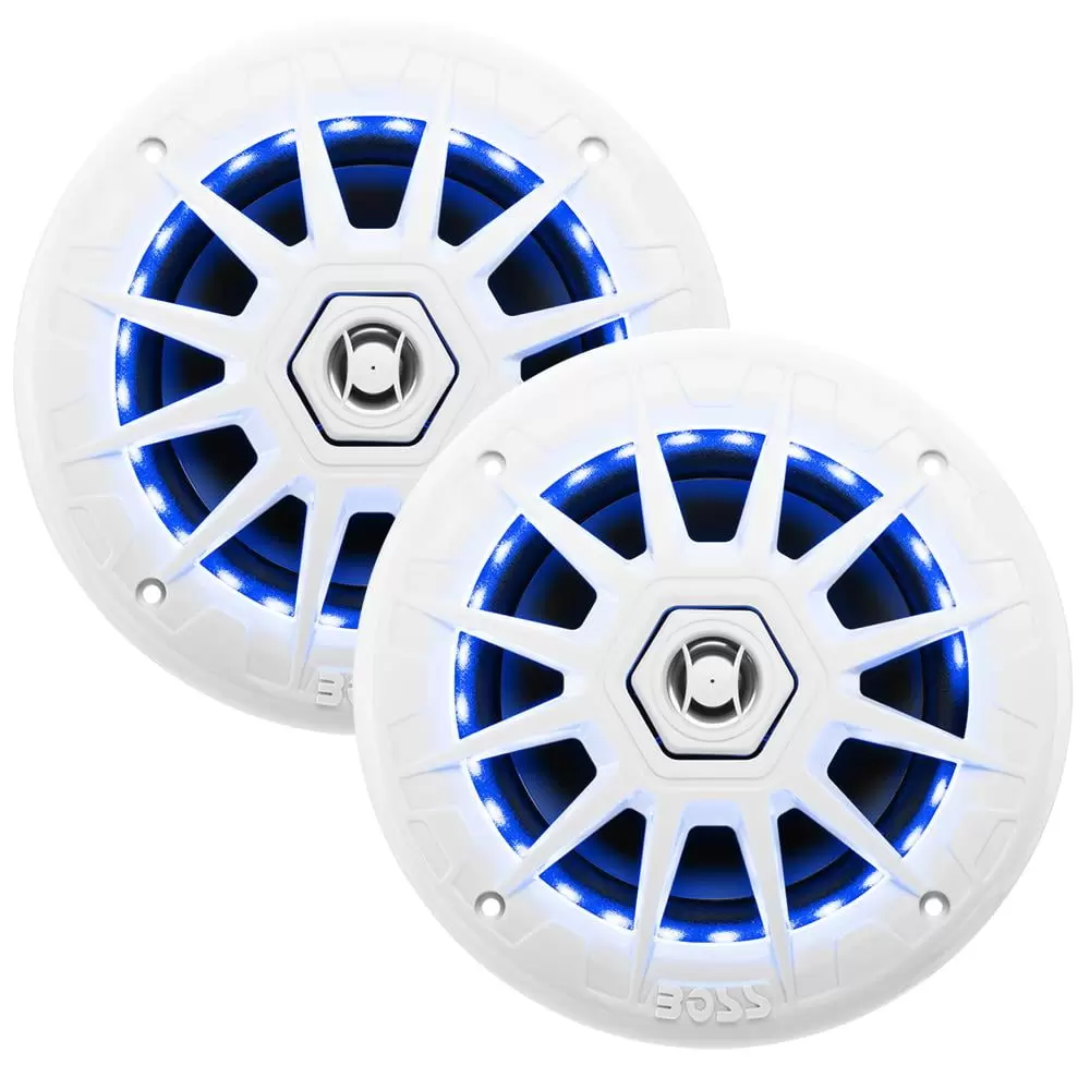 BOSS Audio MRGB65 6.5 200W Boat Marine RGB LED Light Speakers White (1 Pair)