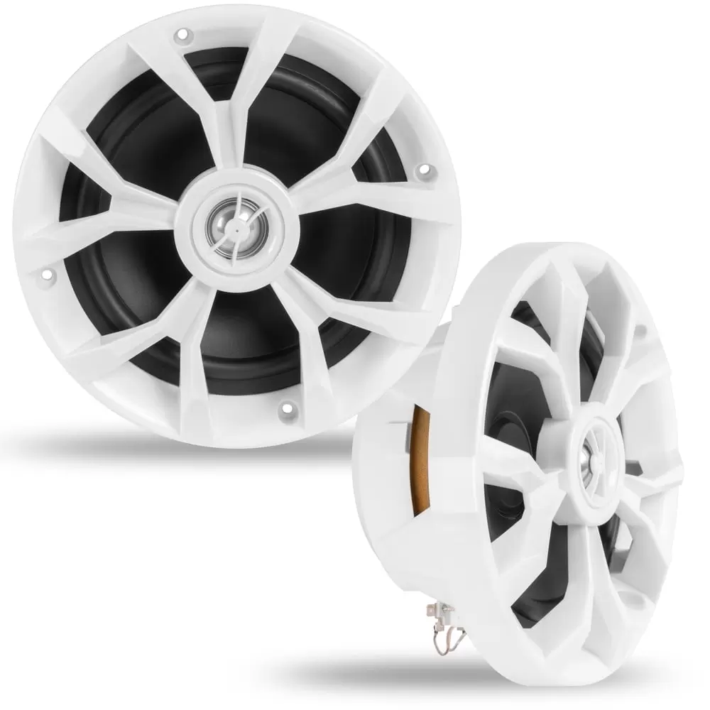 Belva BBMS65W - Pair of 6.5 2-Way 400W White Marine Coaxial Speakers for Marine/UTV/ATV/Motorcycle/Powersports