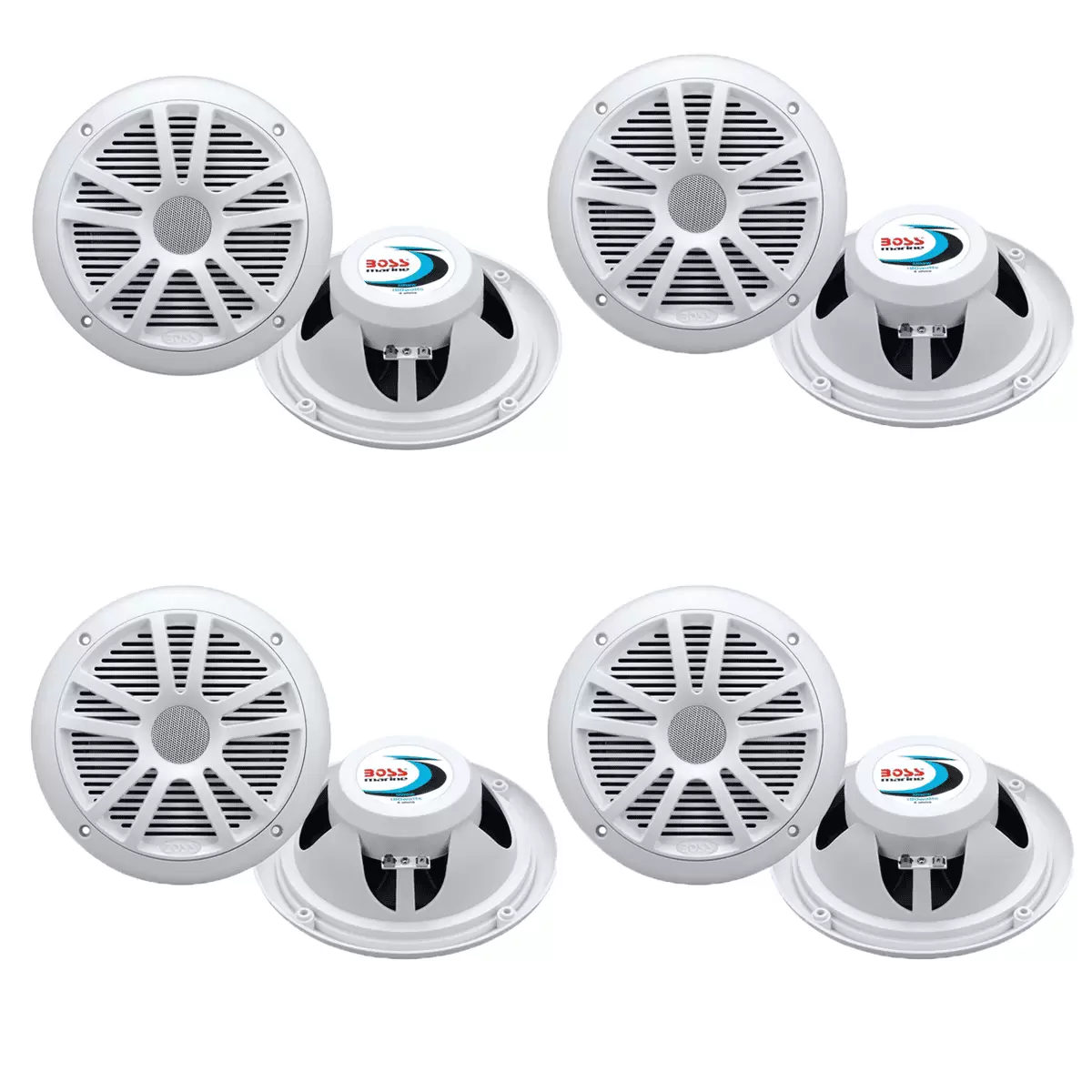 Boss Audio MR6W 6.5 180W Dual Cone Marine/Boat Speakers Stereo. White (8 Pack)