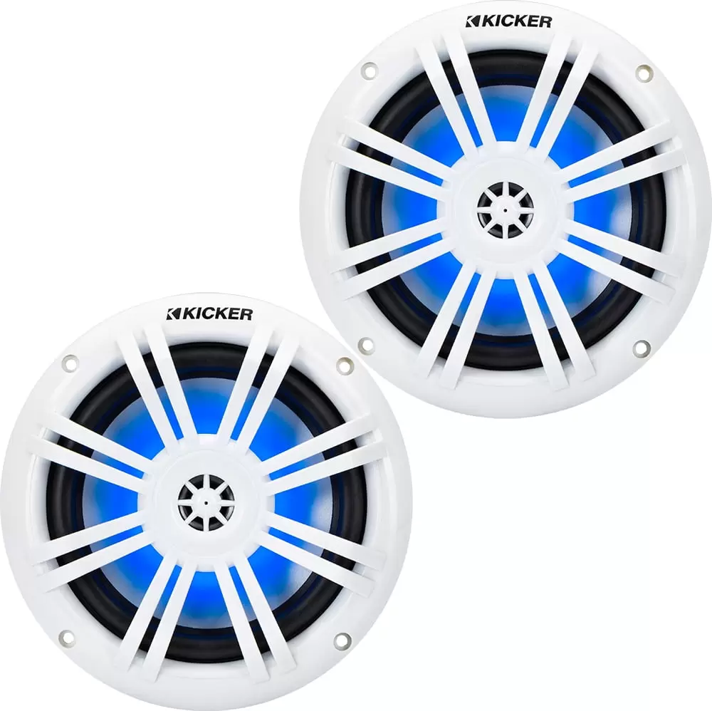 Kicker 49KM604WL KM 6.5 4?? Blue LED Marine Coaxial Speakers - Pair