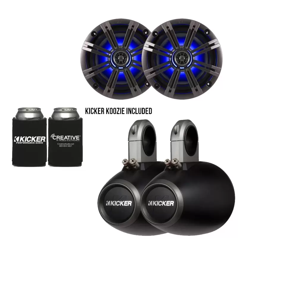 Kicker Marine Bundle with (2)OEM Replacement Speakers + 12KMTES Enclosures (Pair)