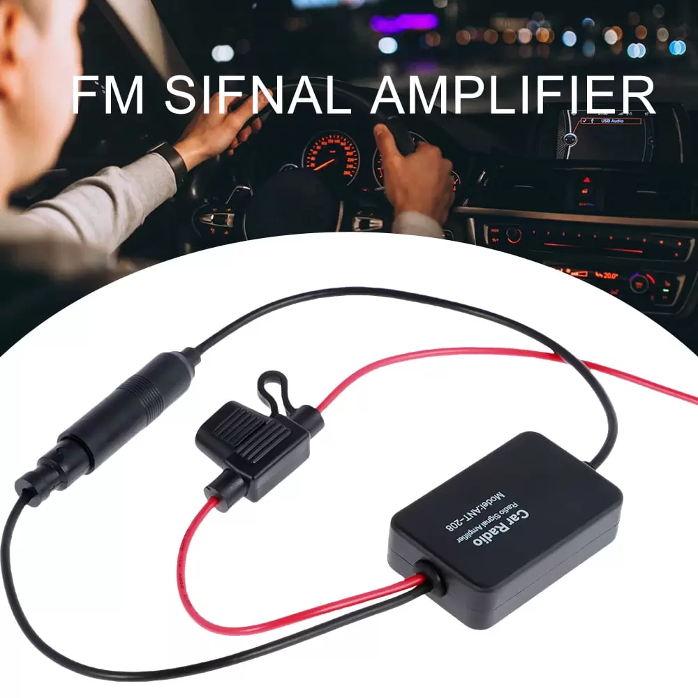 Kyoffiie Universal 12V Car Radio FM AM Antenna Signal Amplifier Booster ANT-208 330mm for Marine Car Boat RV