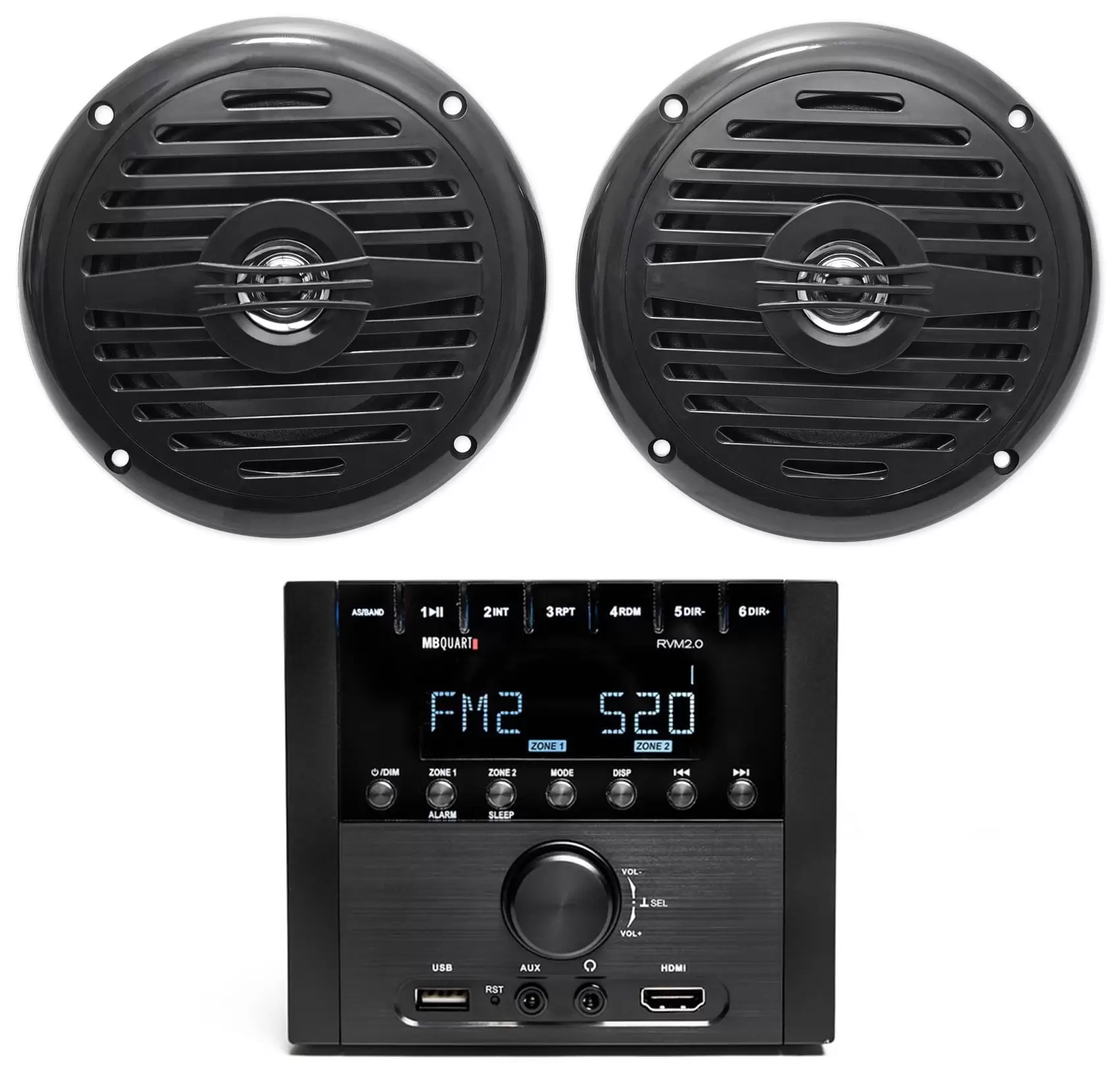 MB Quart RVM2.0 2-Zone RV Receiver Bluetooth Radio Stereo+(2) 5.25 Speakers