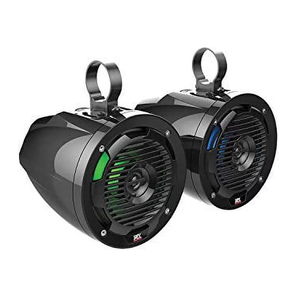 MTX MUD65PL Mud Series 6.5 Inch 50 Watt RMS Handlebar Cage Mount Weatherproof Coaxial Motorcycle ATV UTV Speaker Pair with RGB LED Lights|MUD65PL