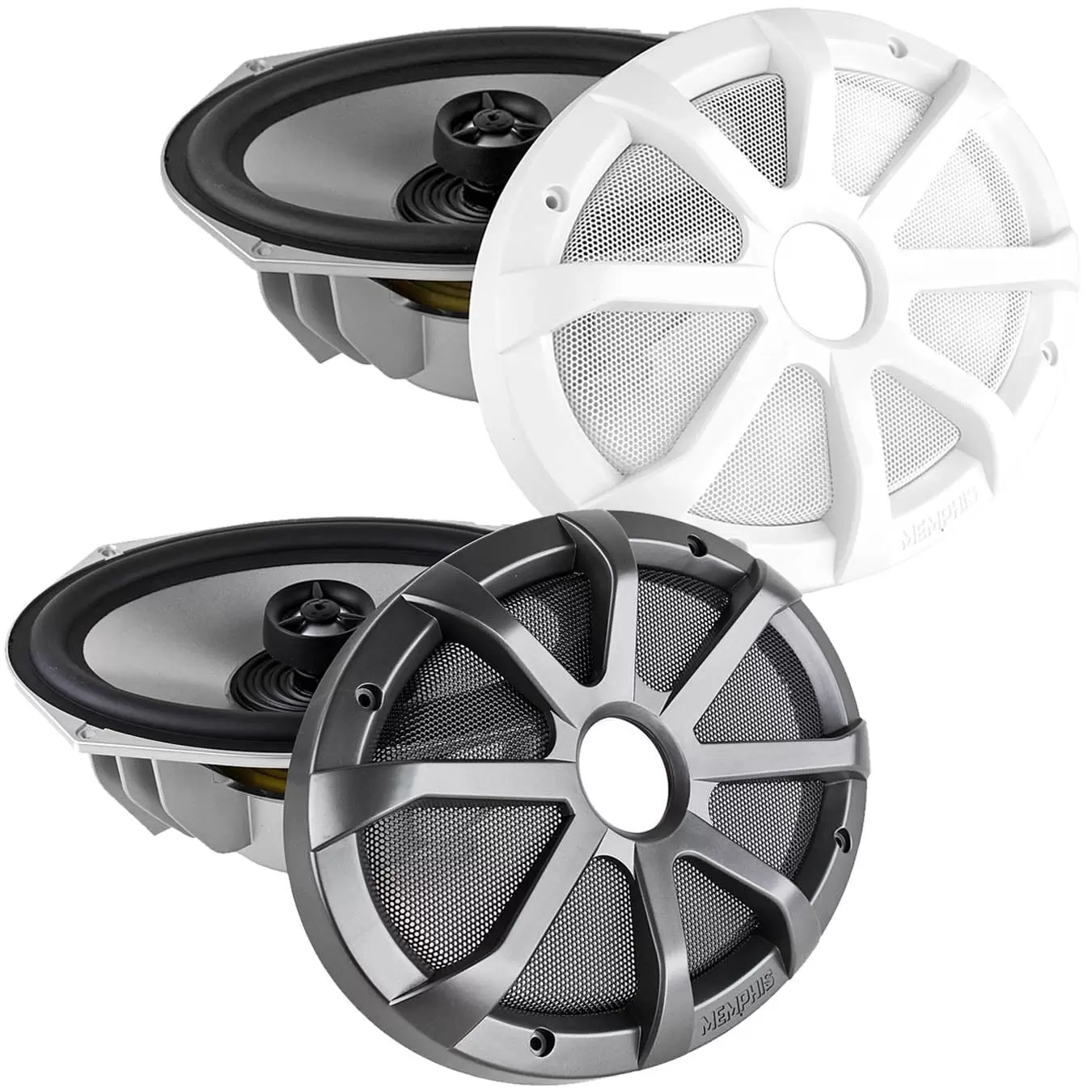 Memphis Audio MXA69L 6 x 9 120W Max Marine Grade Coaxial Speakers w/ RGB LED