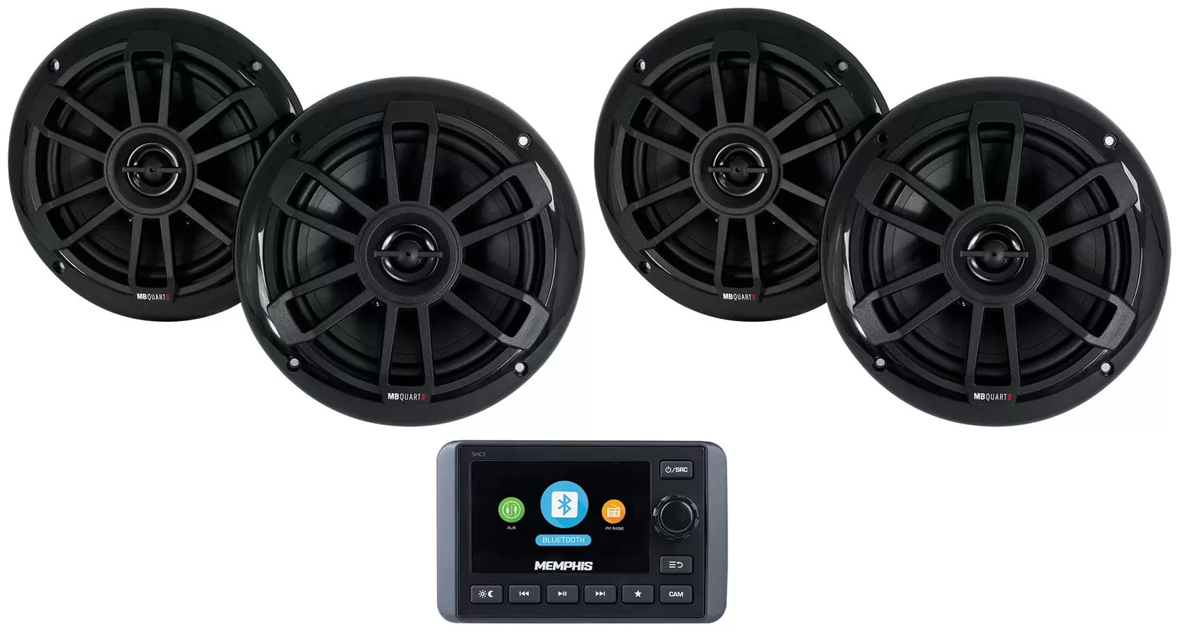 Memphis Audio SMC3 Multi-Zone Marine Bluetooth Receiver+(4) MB QUART Speakers