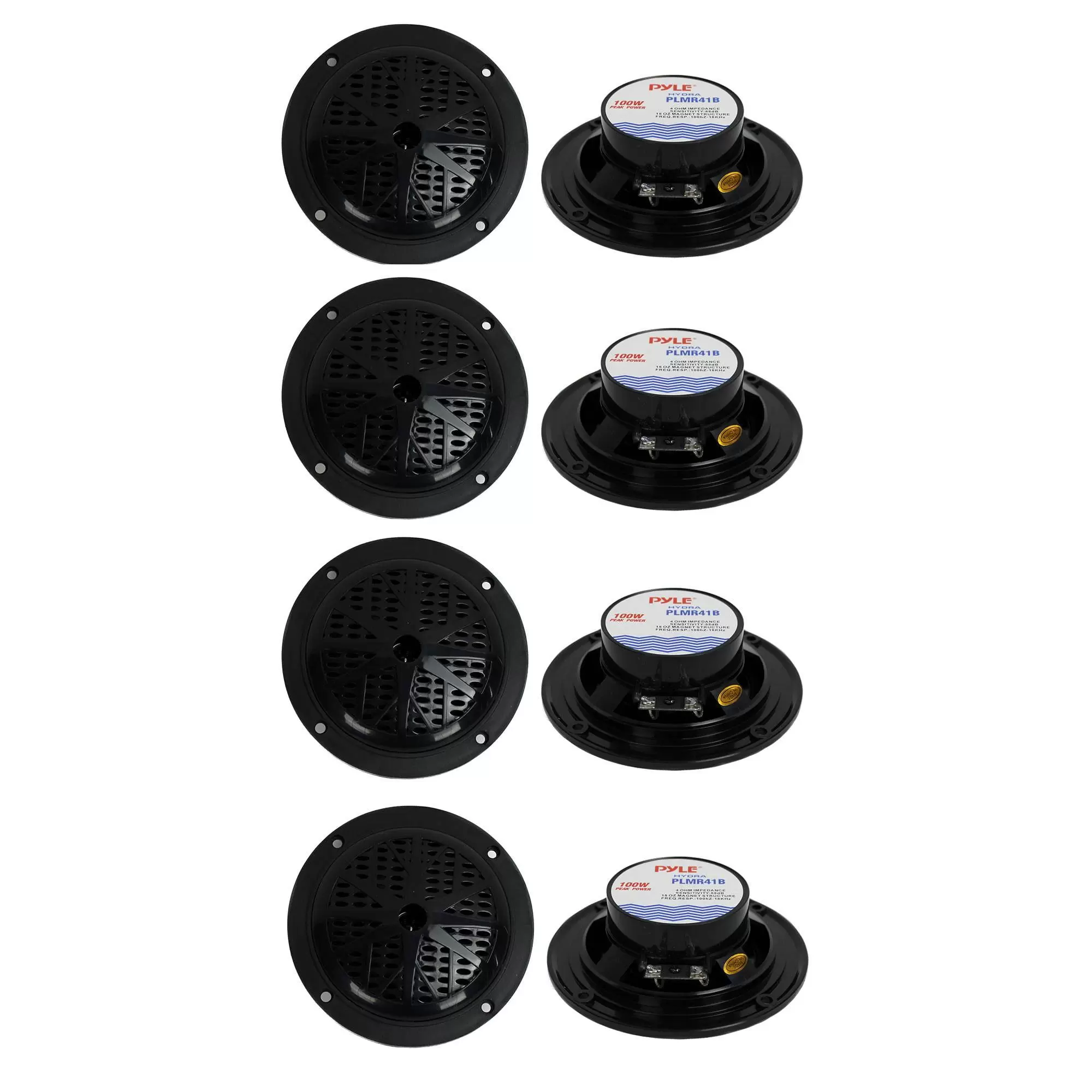 PYLE PLMR41B 4 100W Dual Cone Waterproof Marine Boat Stereo Speakers (4 Pair)