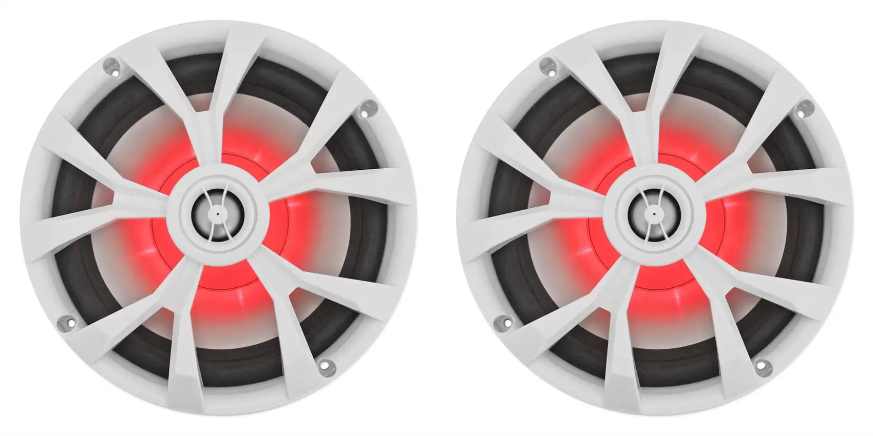 Pair Rockville RKL80MW 8 900 Watt White 2-Way Marine Boat Speakers w/LED's