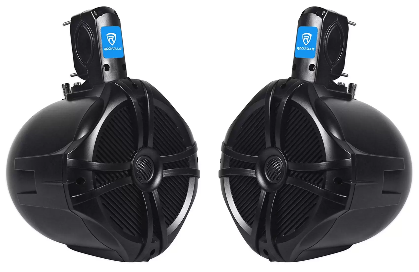 Pair Rockville RWB80B 8 Black 2 Way 600 Watt Marine Wakeboard Tower Speakers