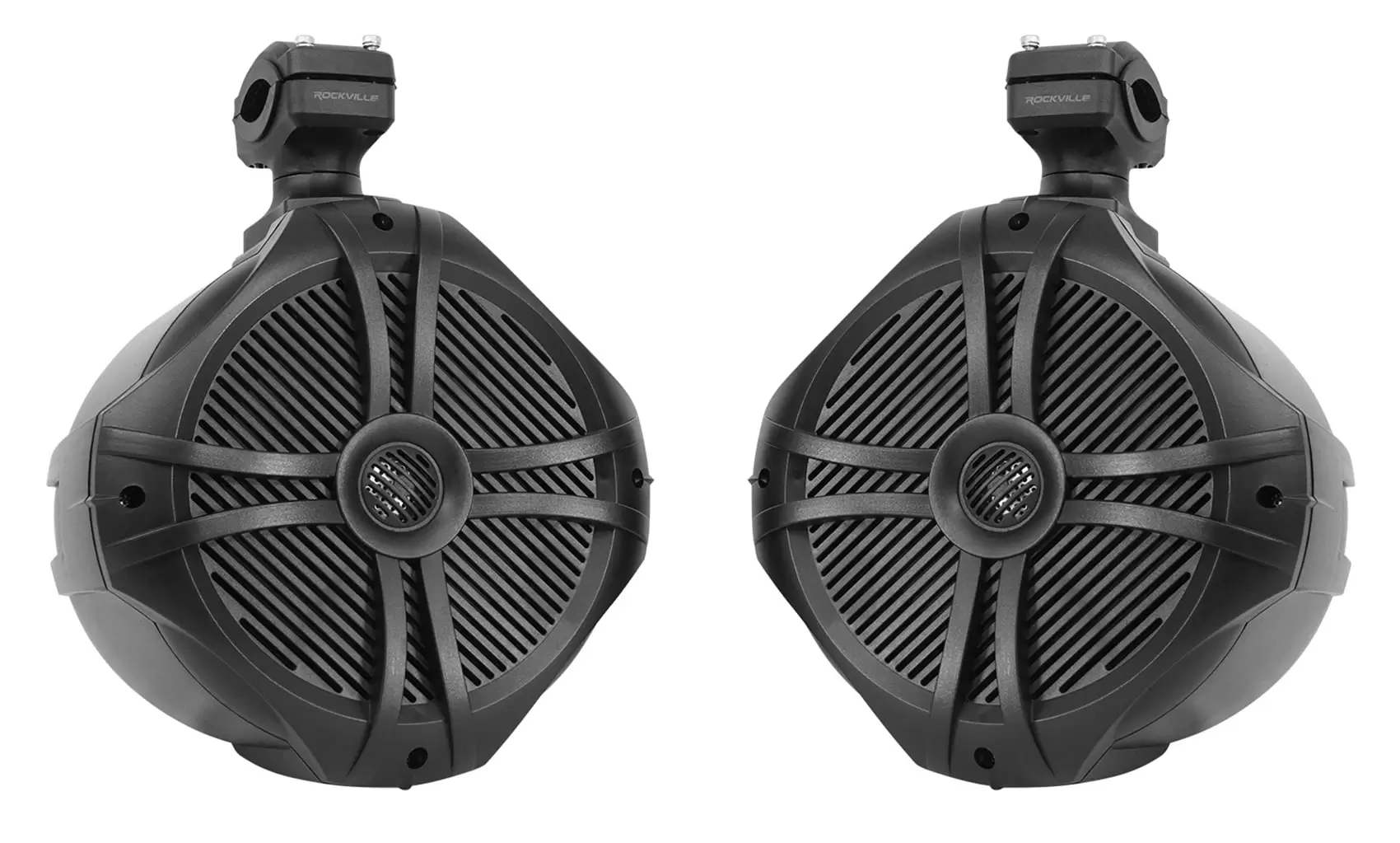 Pair Rockville RWB90B Black 8 300w Marine Wakeboard 360?? Swivel Tower Speakers