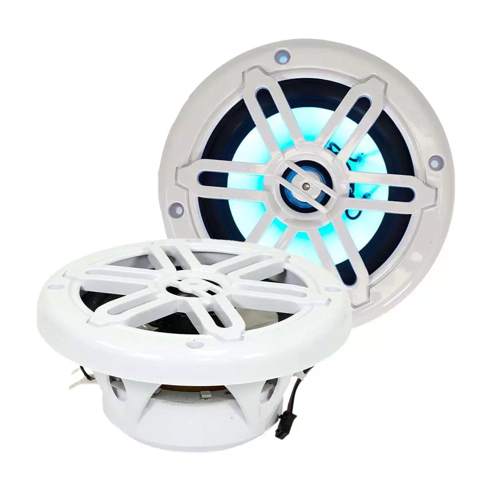 Pair of 5.25 Inch 100 Watt 2-Way Waterproof Boat/Marine Speakers with RGB Lights