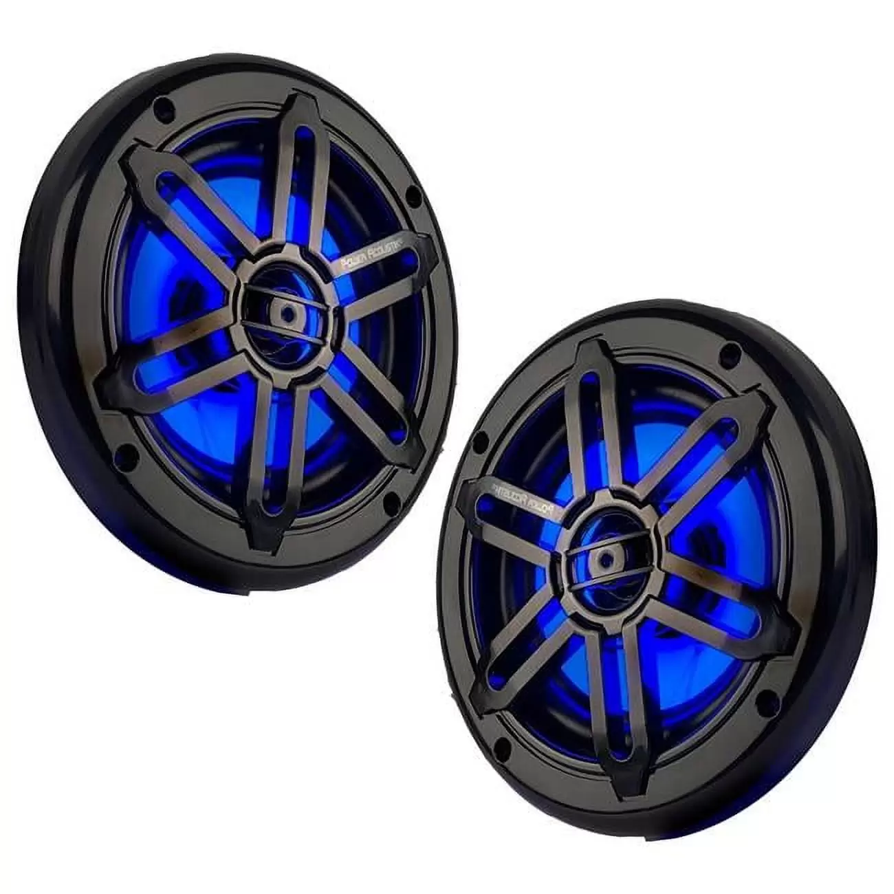 Power Acoustik MFL-65WB 6.5 Marine Coaxial Speakers w/ LED White & Black Grills