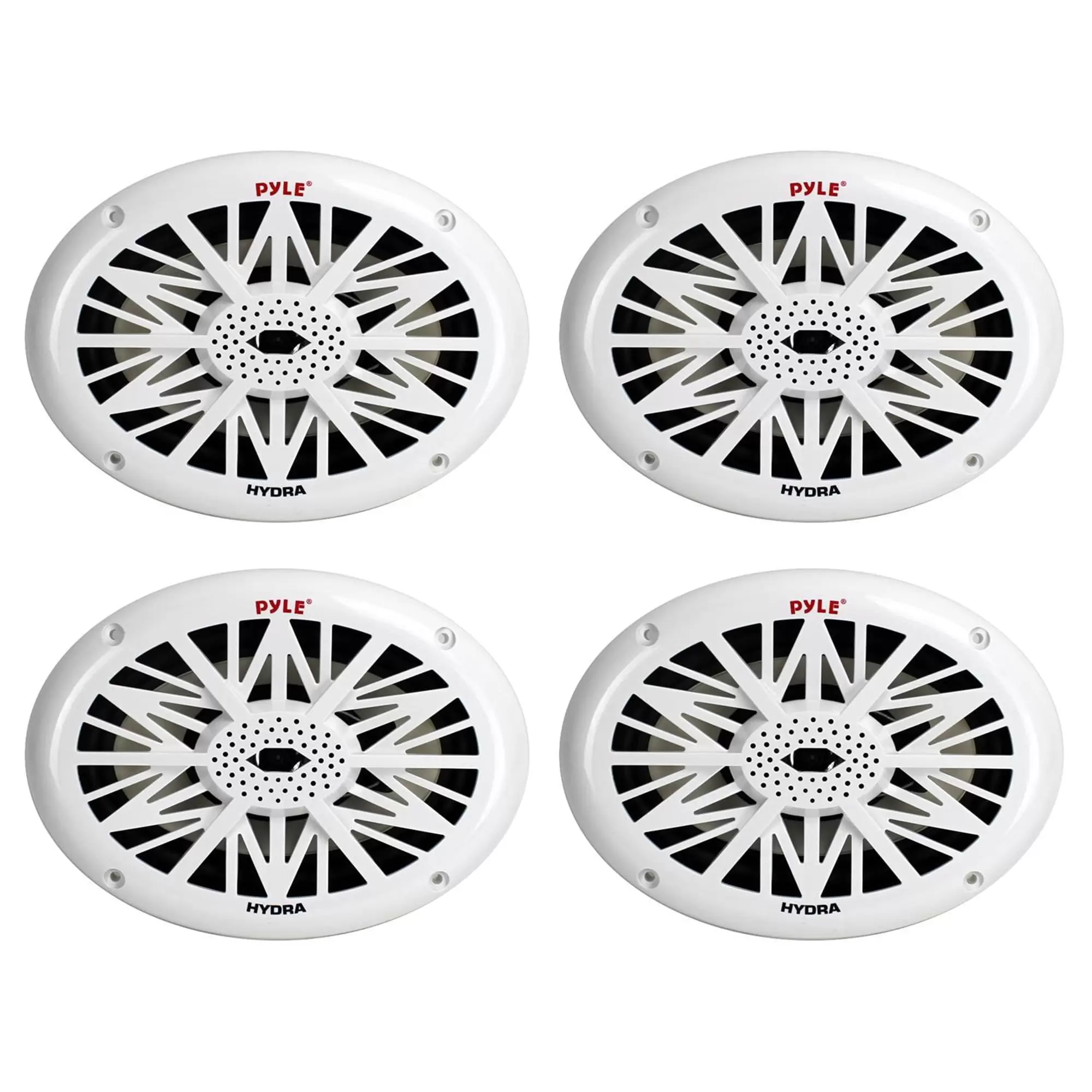 Pyle 260W 4 Ohms Water Resistant 2 Way Boat Marine Speakers. White (4 Pack)