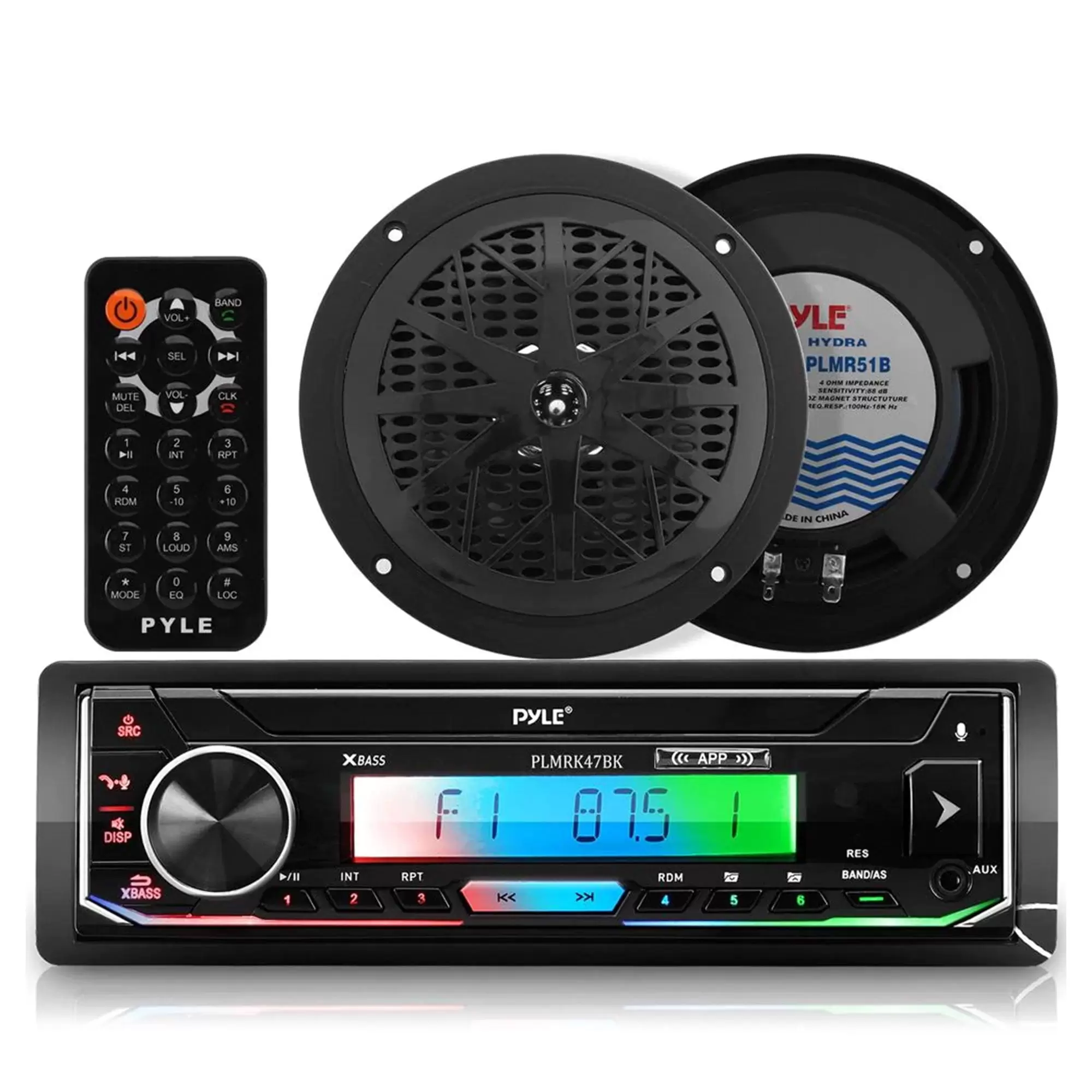 Pyle 300 W Bluetooth Marine Stereo Receiver & Speaker Kit w/ Remote Control