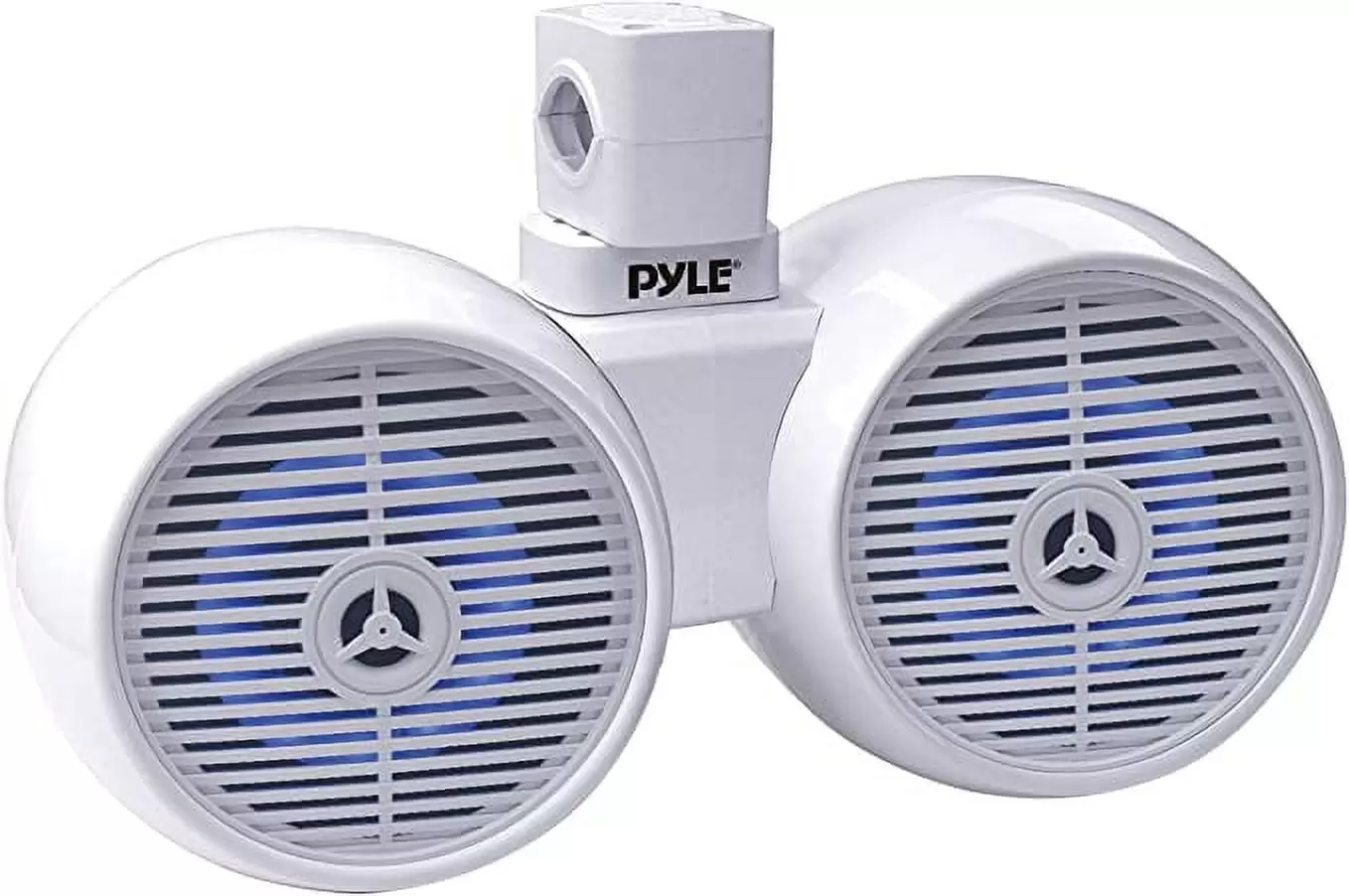 Pyle Dual Bluetooth Off-Road Speakers - 6.5 200W 2-Way Marine Waterproof Wakeboard Tower Sound System w/LED Light. Full Range Outdoor Stereo Speaker for Car ATV Jeep Boat. Includes Brackets (White)