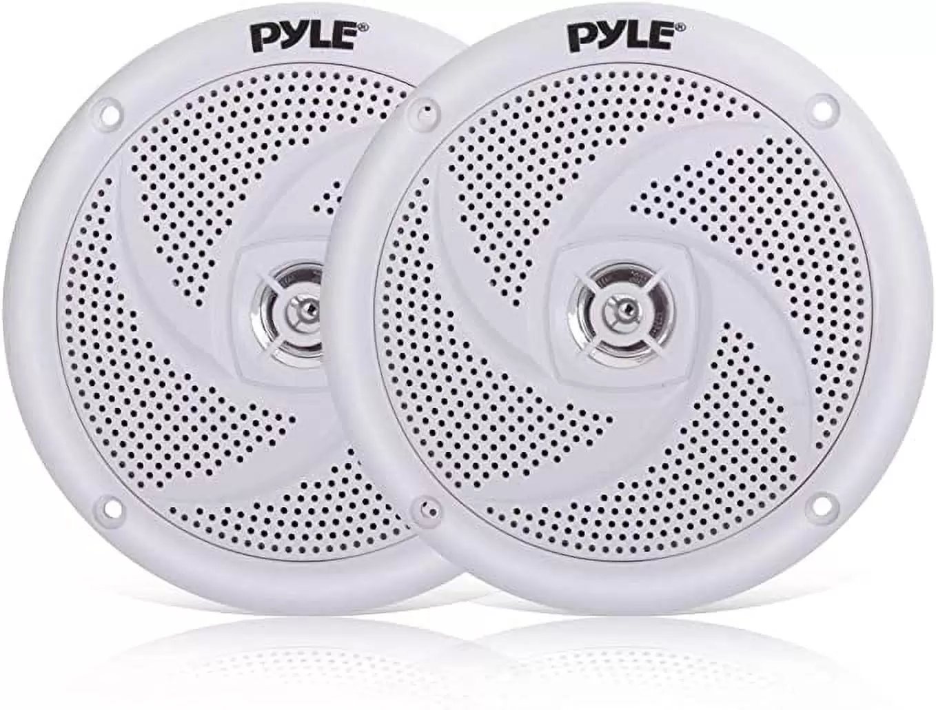 Pyle Marine Speakers 4 Inch 2 Way Waterproof Outdoor Audio Stereo Sound System W/ 100 Watt (White)