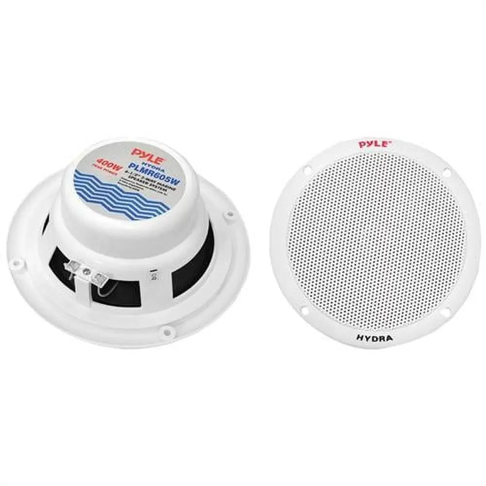 Pyle PLMR605W 6.50 Inch Waterproof 2 Way Full Range Marine Speaker Pair. White