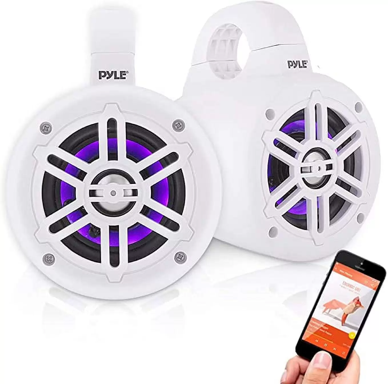 Pyle PLMRLEWB47WB 4 Inch 300 Watt Bluetooth Marine Tower Speaker System. Pair