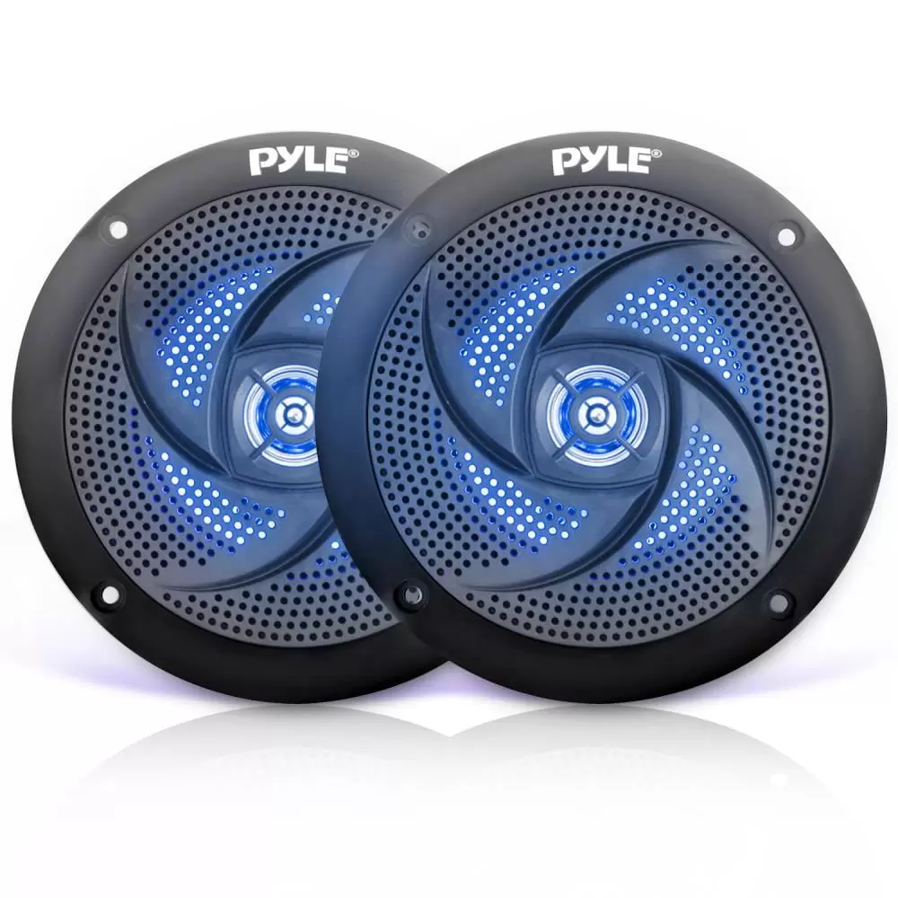 Pyle PLMRS63BL 6.5 Inch Waterproof Low Profile Marine Speakers. Black (2 Pack)