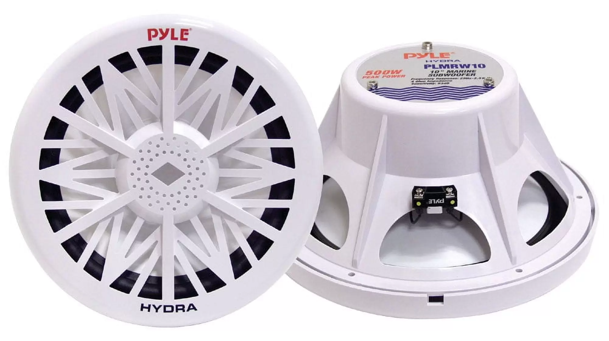 Pyle PLMRW10 - 10 500 Watt White 4 Ohm Marine Subwoofer