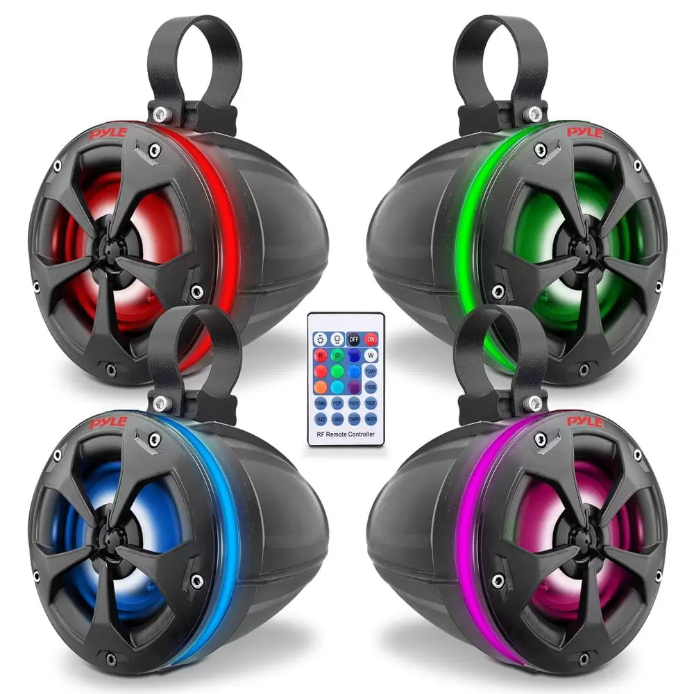 Pyle Waterproof Off-Road Speakers - 2-Way 800W 4 Inch Marine Grade Wakeboard Tower Speaker System