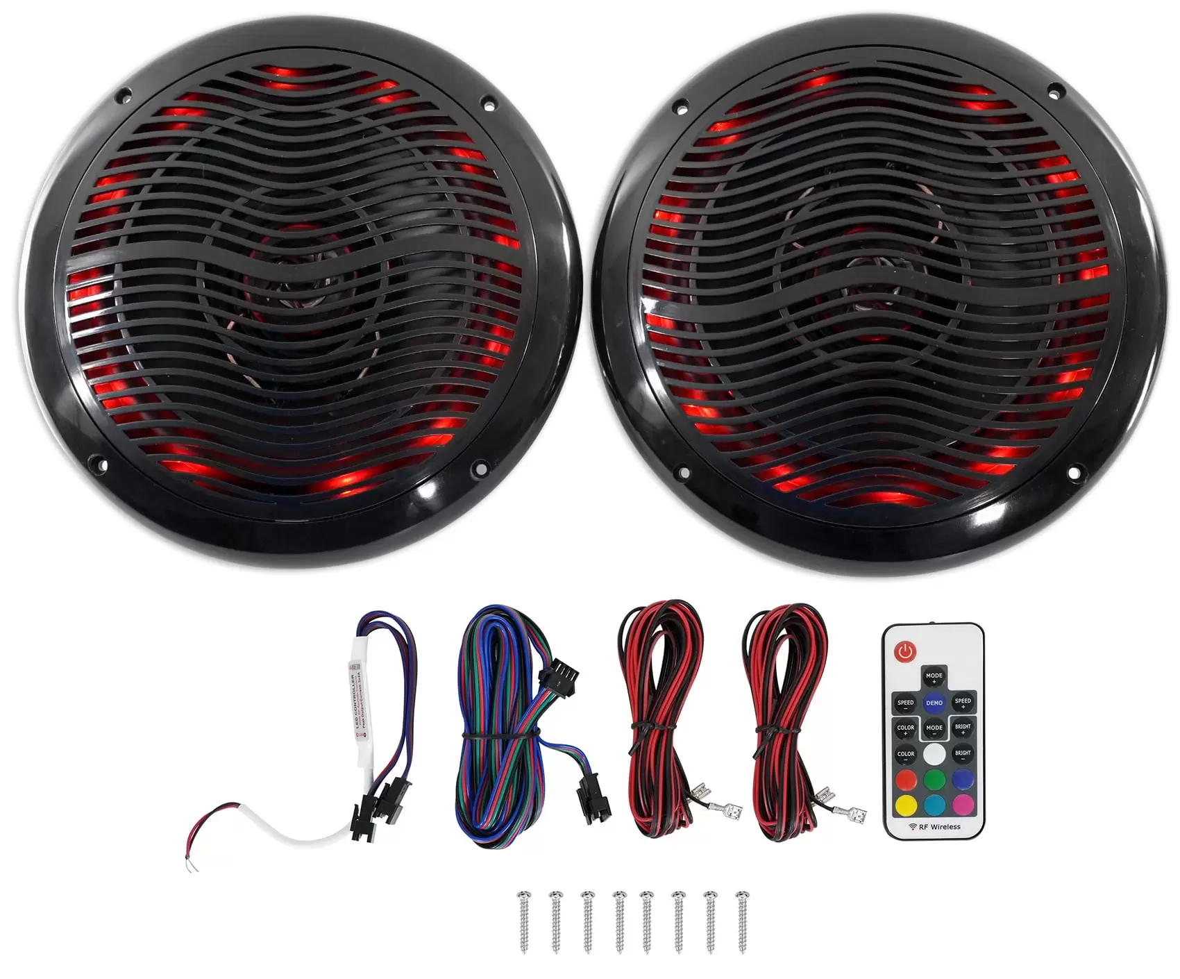 Rockville RMC65LB 6.5 600w 2-Way Black Marine Speakers w/Multi Color LED+Remote