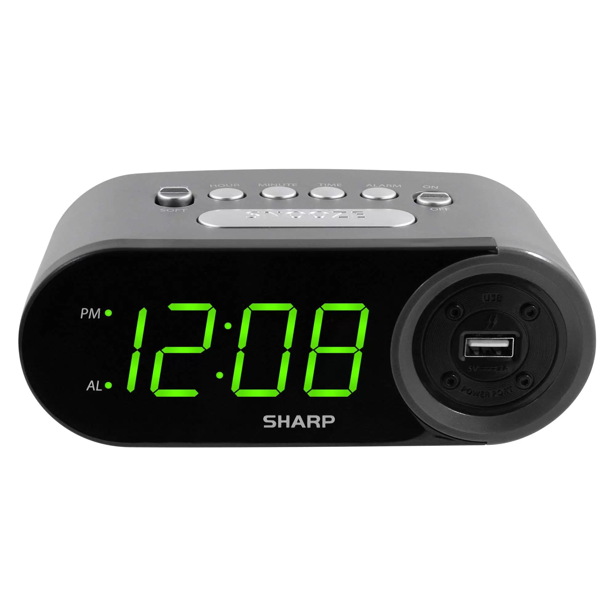 SHARP Digital Easy to Read Alarm Clock with 2 AMP High-Speed USB Charging Power Port - Charge Your Phone. Tablet with a high Speed Charge! Simple. Easy to Use Operation. Black –